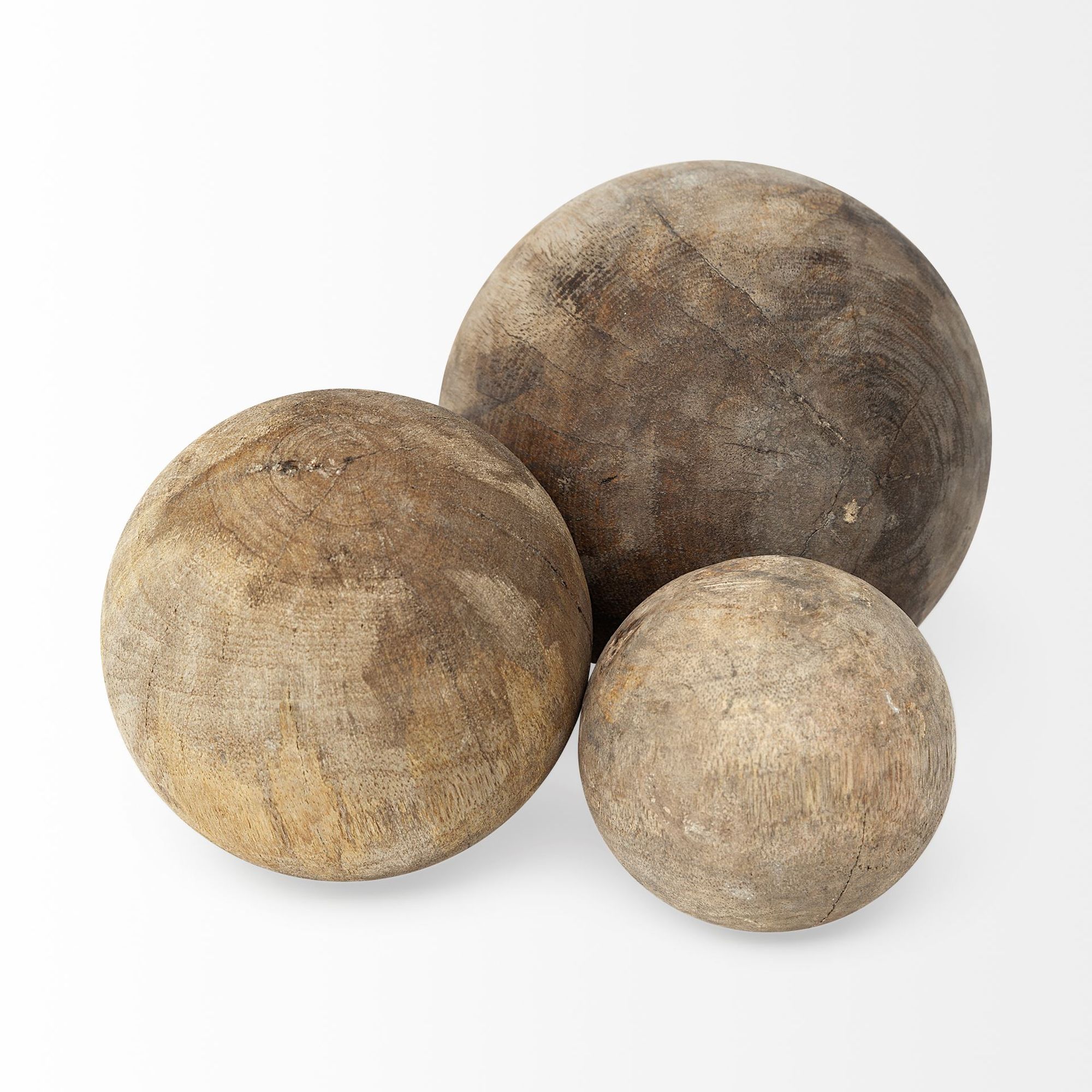 Mercana - Carrick Natural Wood Decorative Spheres (Set of 3)