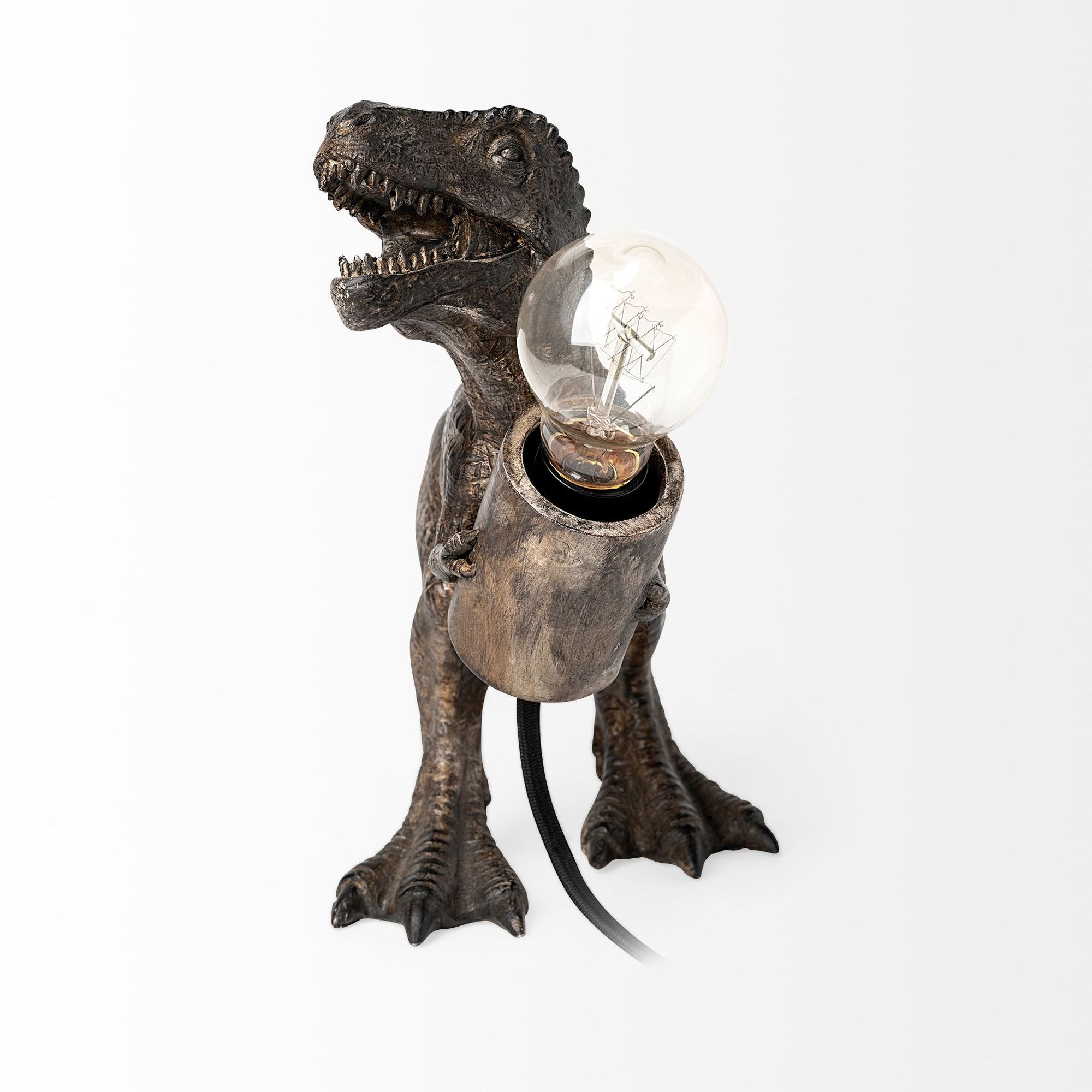 Mercana - Raptor (10.6"H) Dark Tone Resin Tyrannosaurus Rex Table Lamp