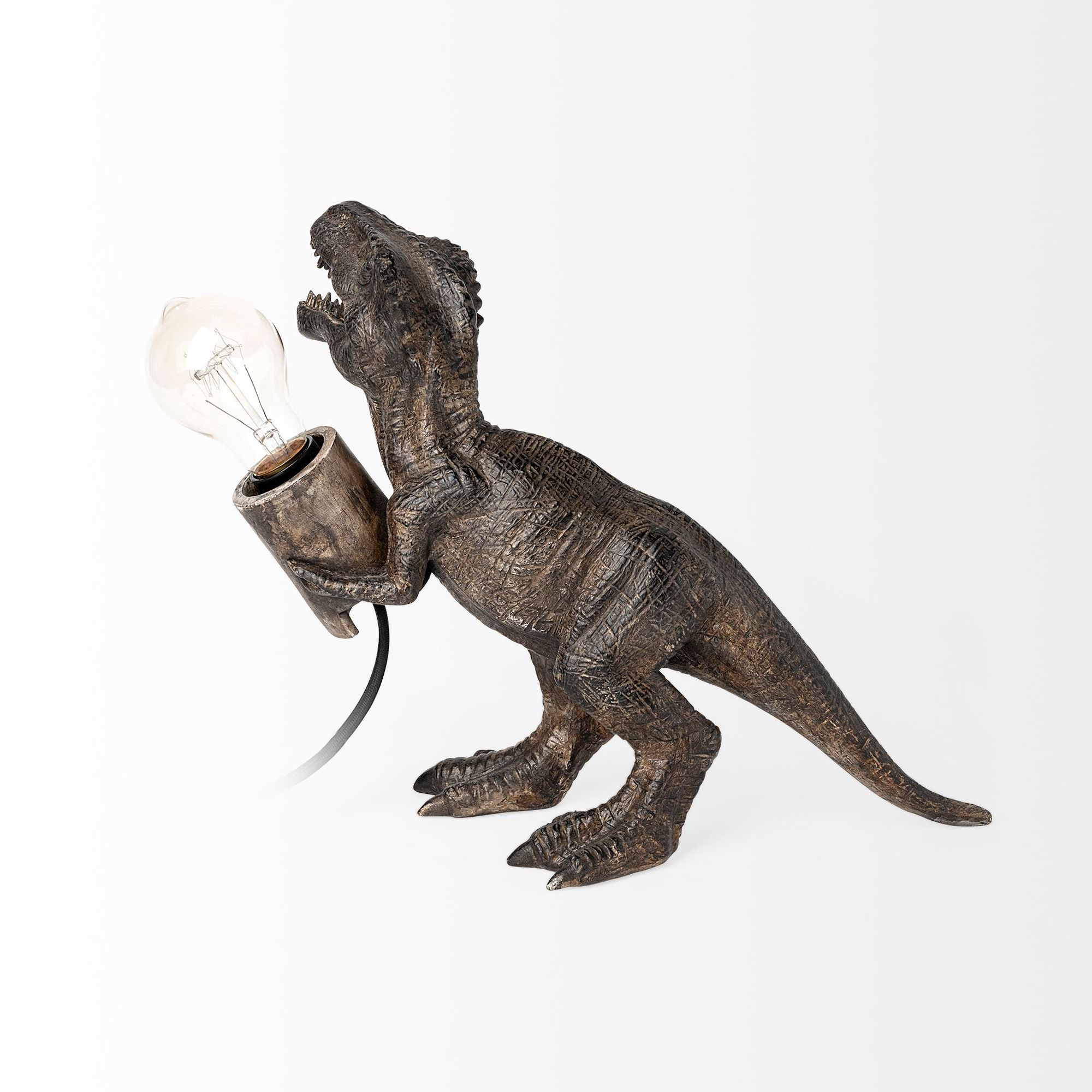 Mercana - Raptor (10.6"H) Dark Tone Resin Tyrannosaurus Rex Table Lamp