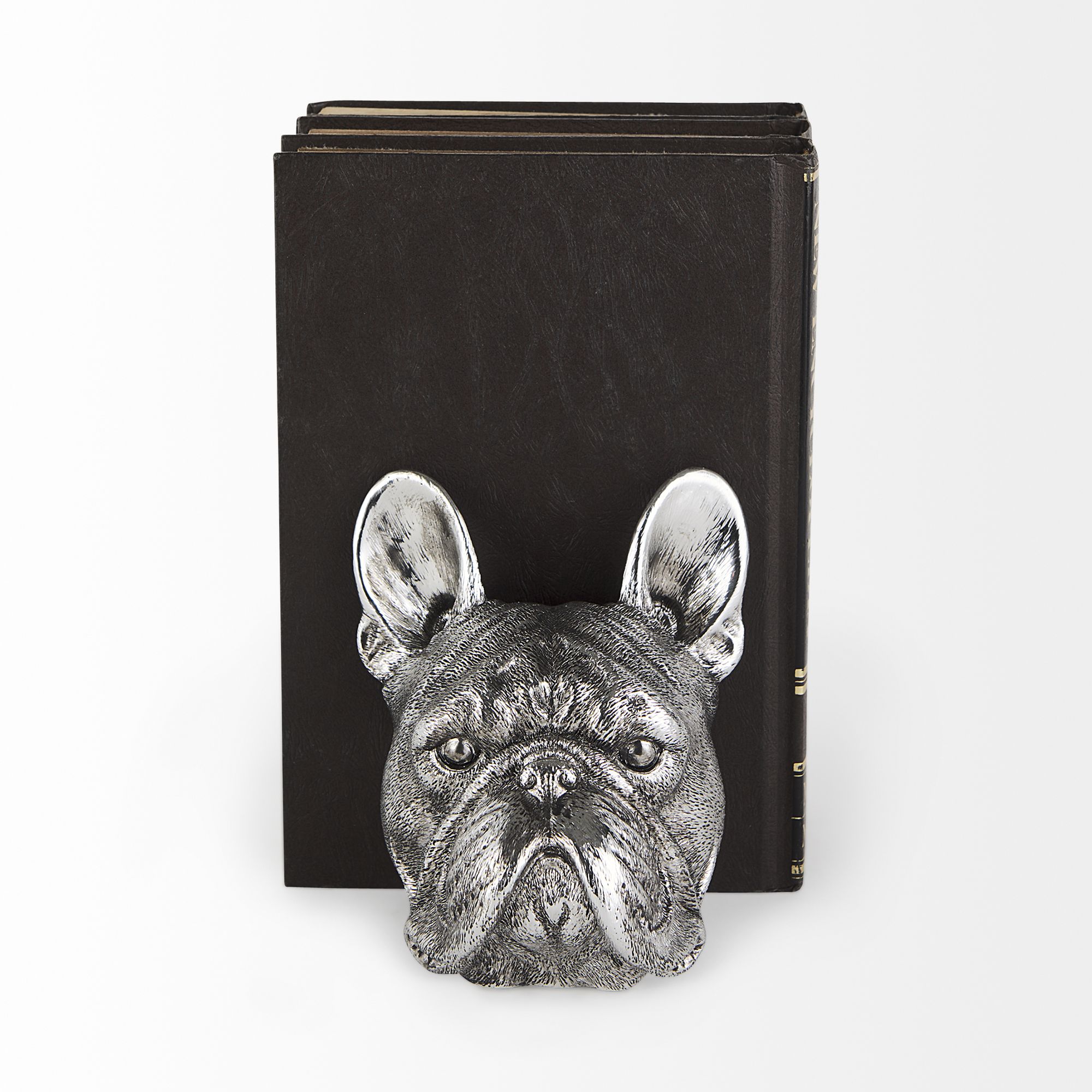 Mercana - Bruno 5L x 5W Silver American Bulldog Bookends (Set of 2)