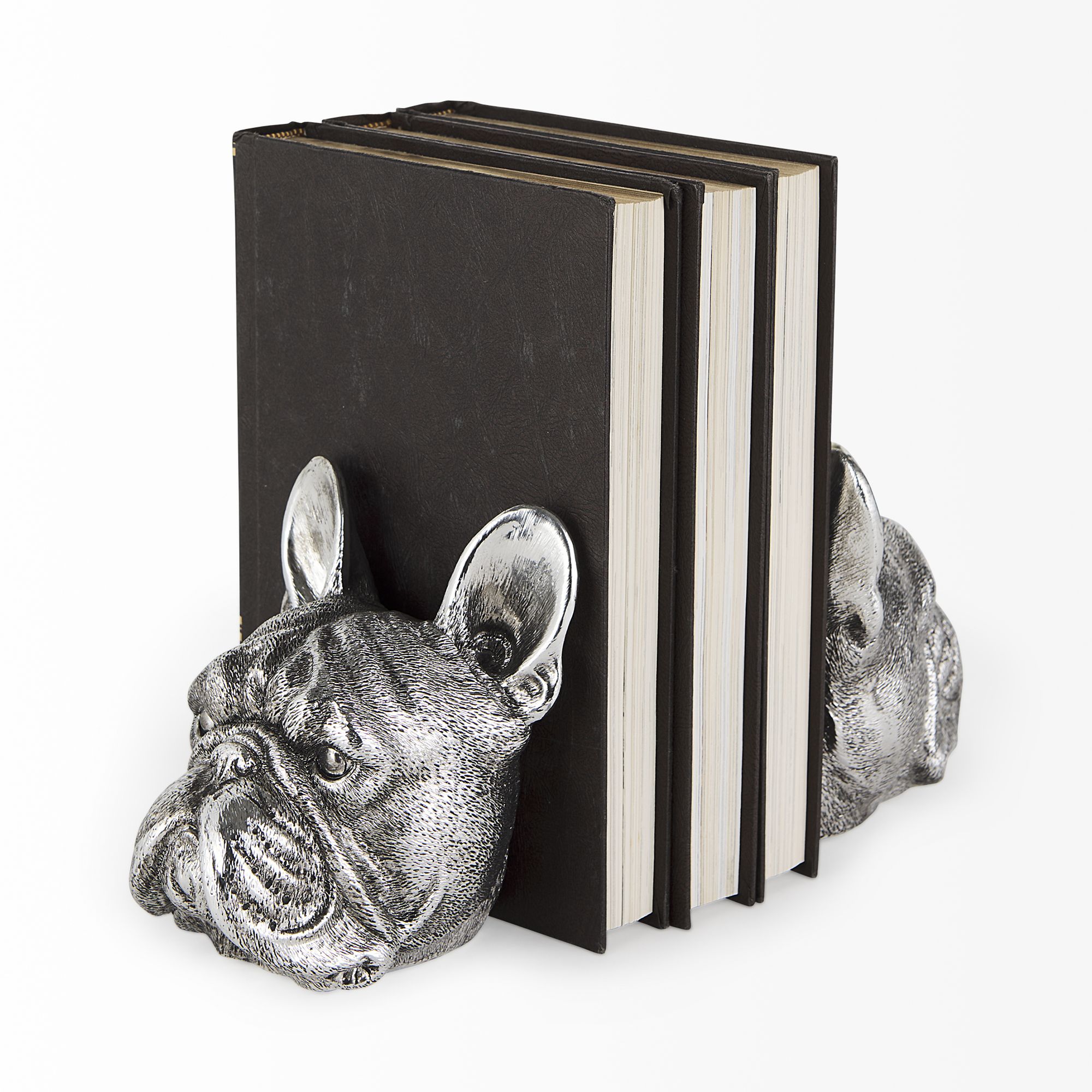 Mercana - Bruno 5L x 5W Silver American Bulldog Bookends (Set of 2)