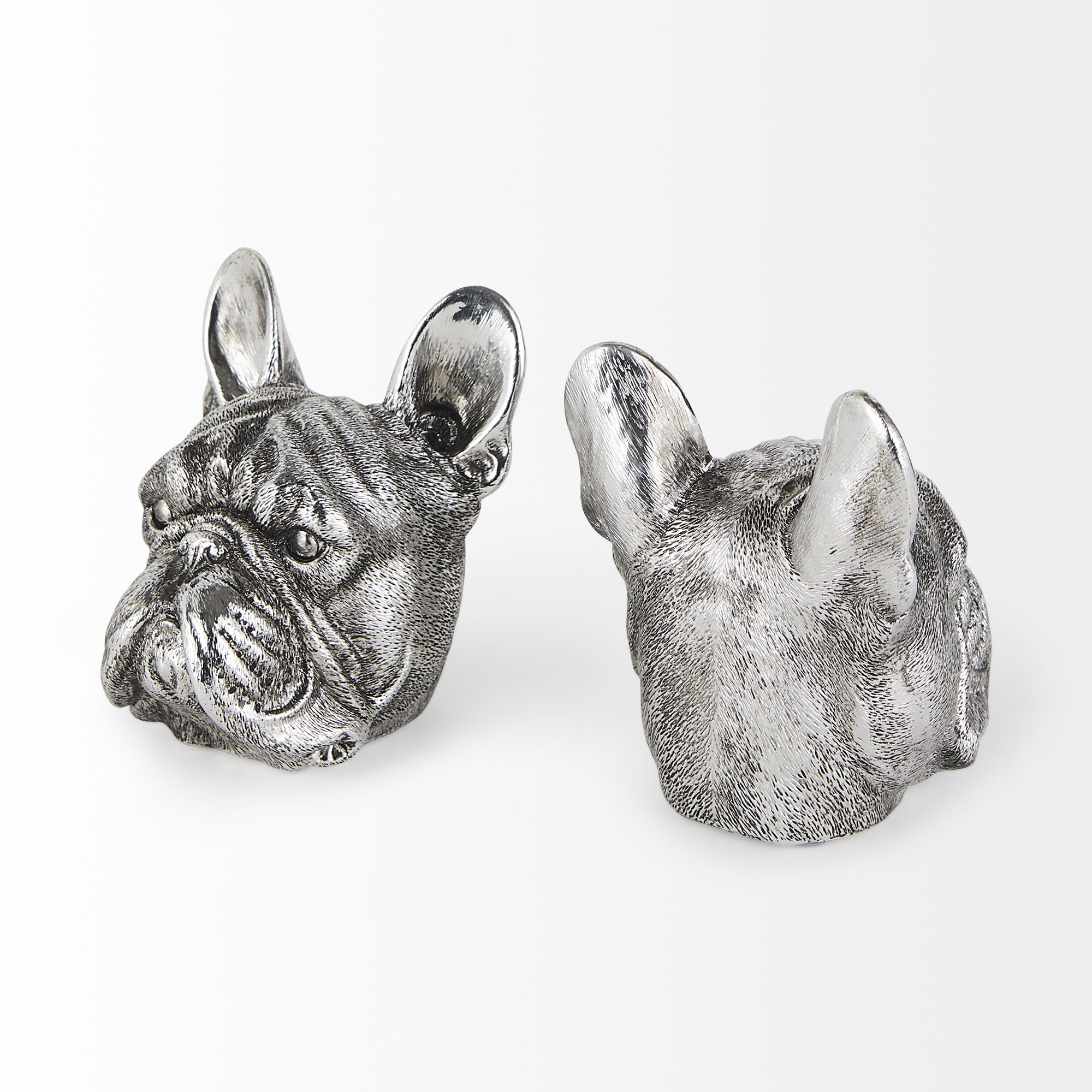 Mercana - Bruno 5L x 5W Silver American Bulldog Bookends (Set of 2)