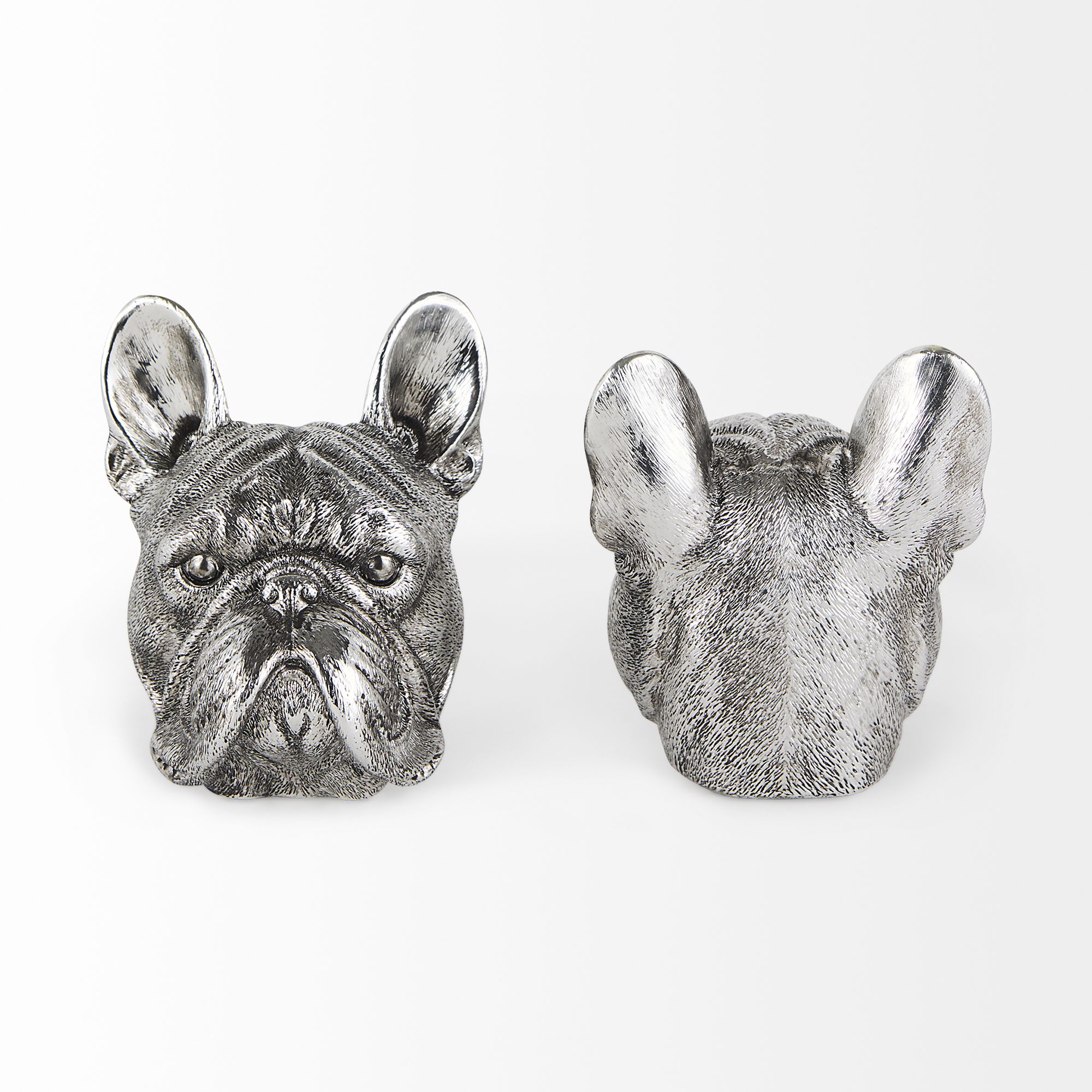 Mercana - Bruno 5L x 5W Silver American Bulldog Bookends (Set of 2)