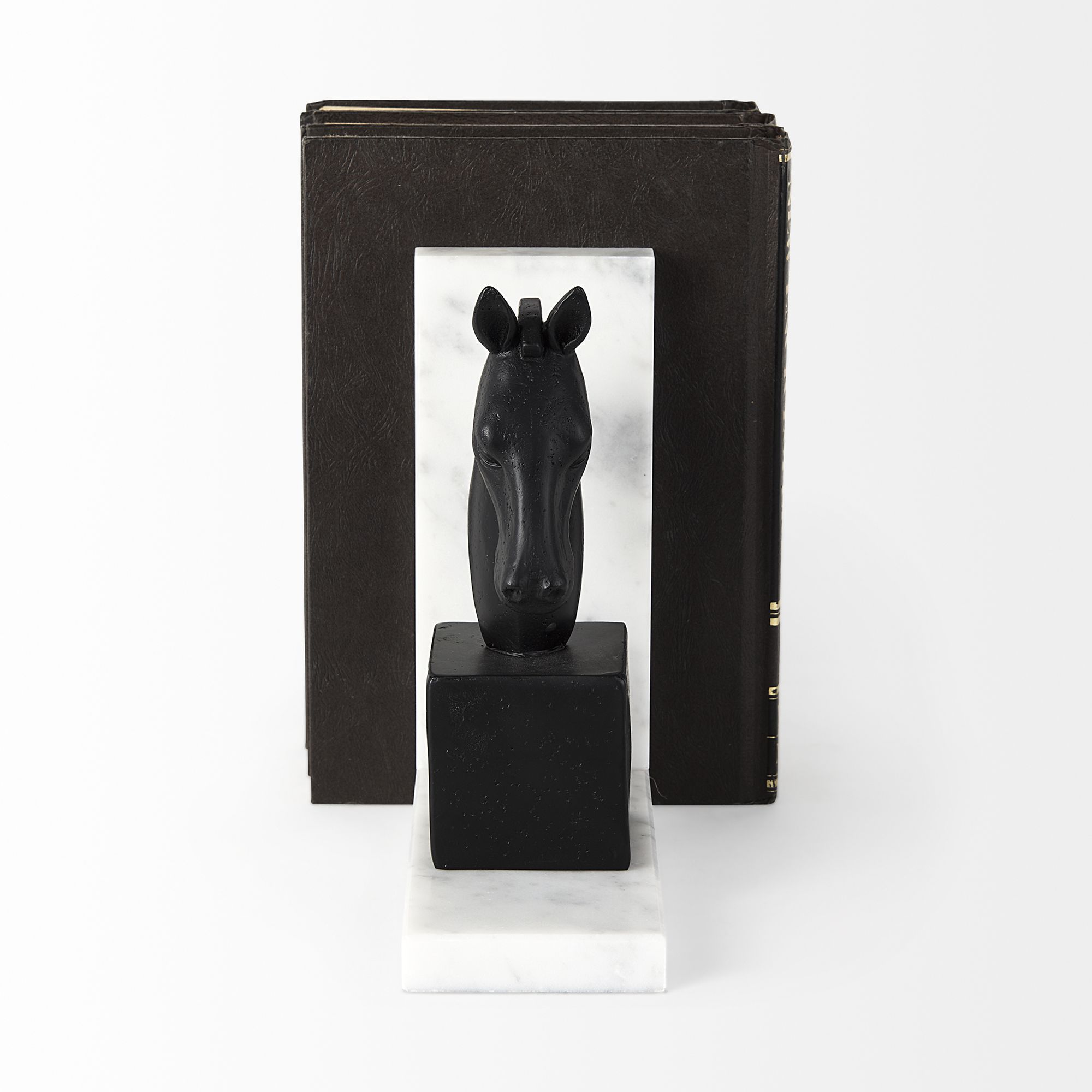 Mercana - Hidalgo 14L x 3W Black Majestic Horse Bookends (Set of 2)