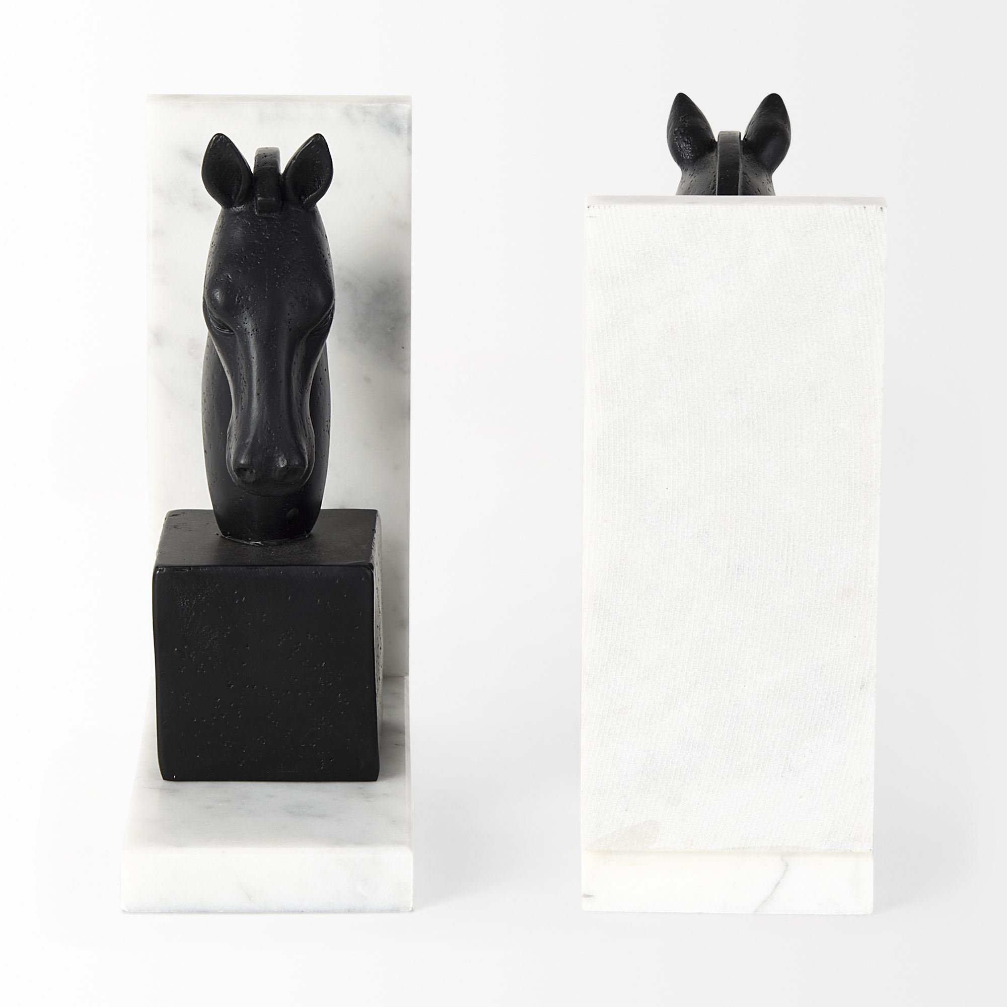 Mercana - Hidalgo 14L x 3W Black Majestic Horse Bookends (Set of 2)