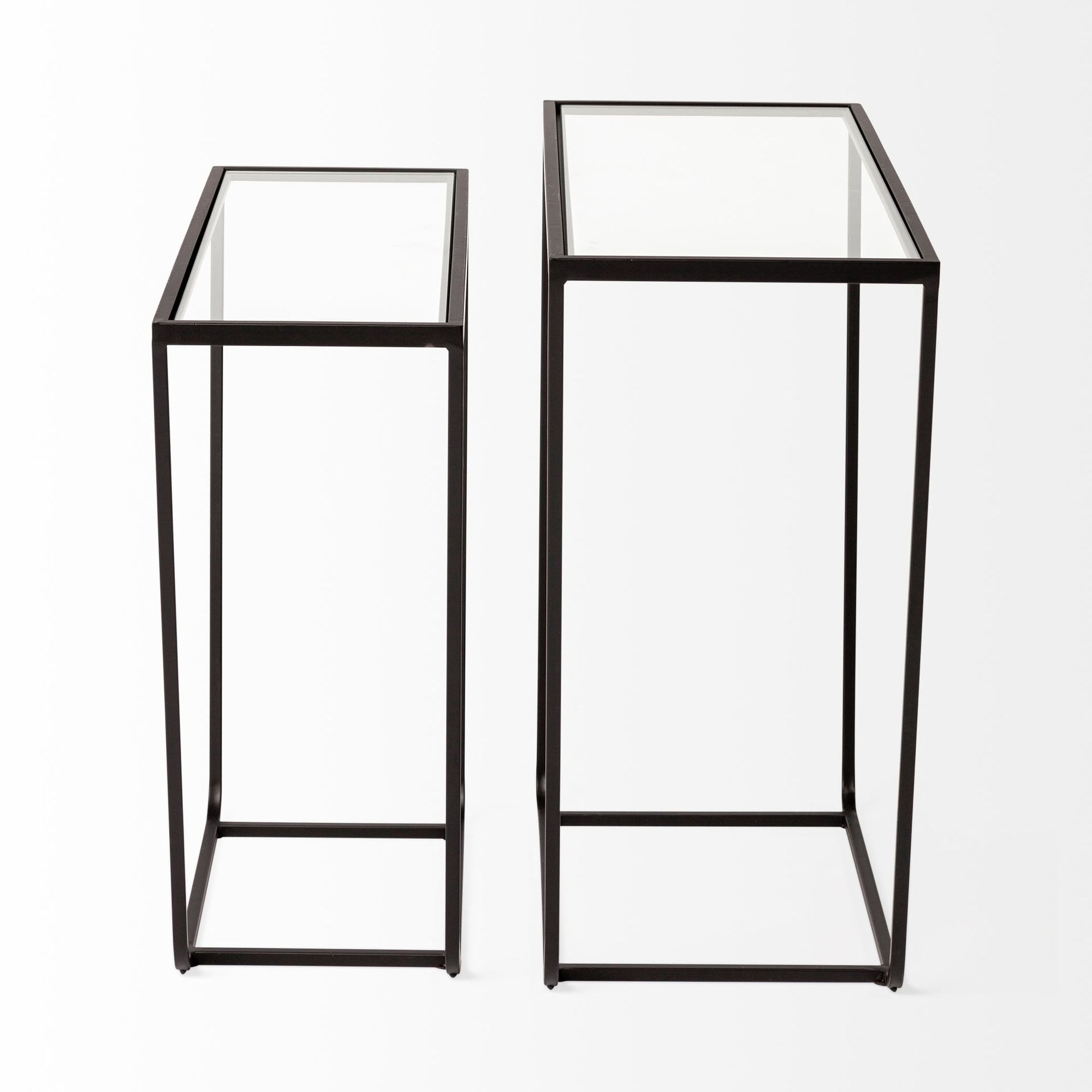 Mercana Arya Accent Table (Set of 2) - Black, Glass