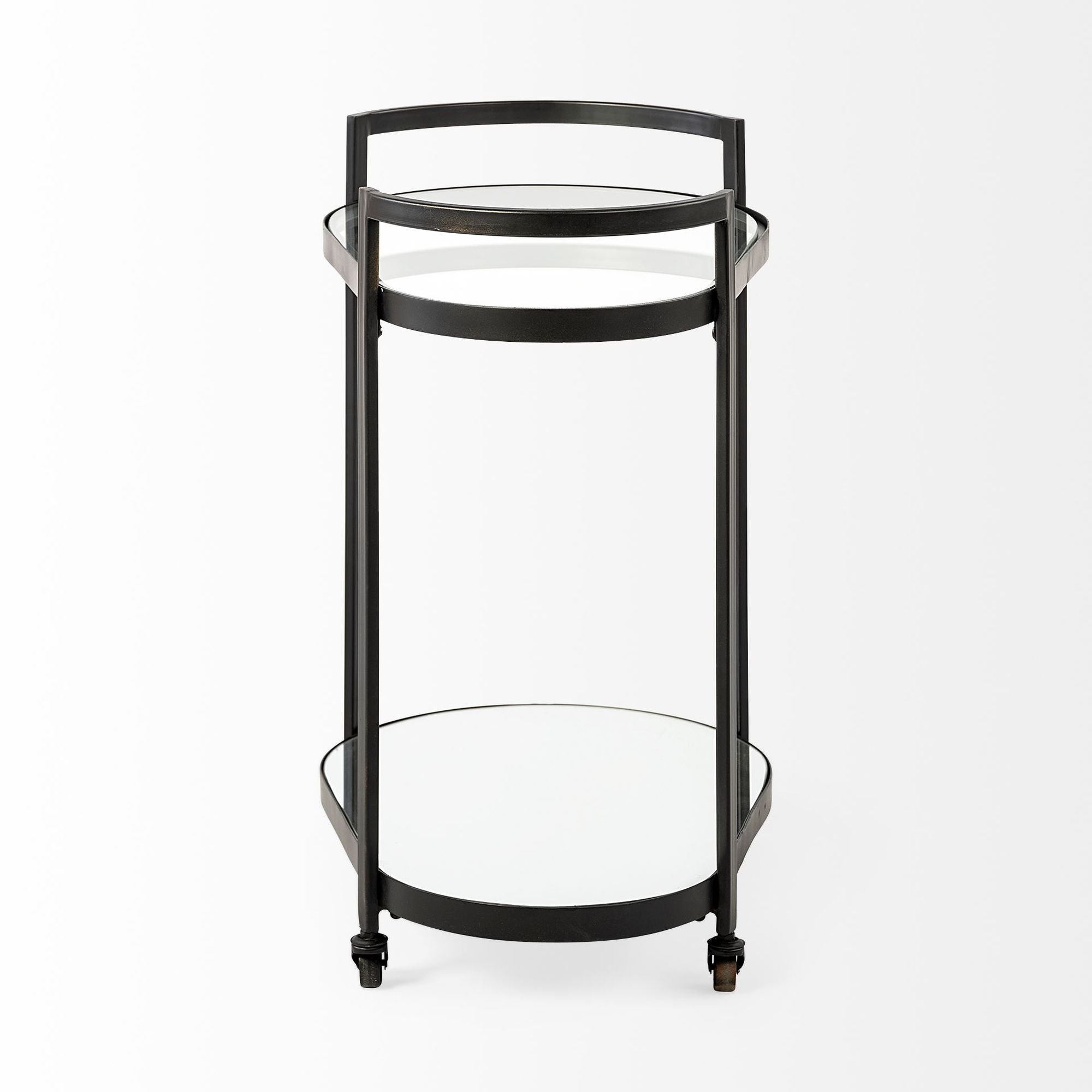 Mercana - Eleonore 2 Tier Bar Cart with Glass Shelves in Black