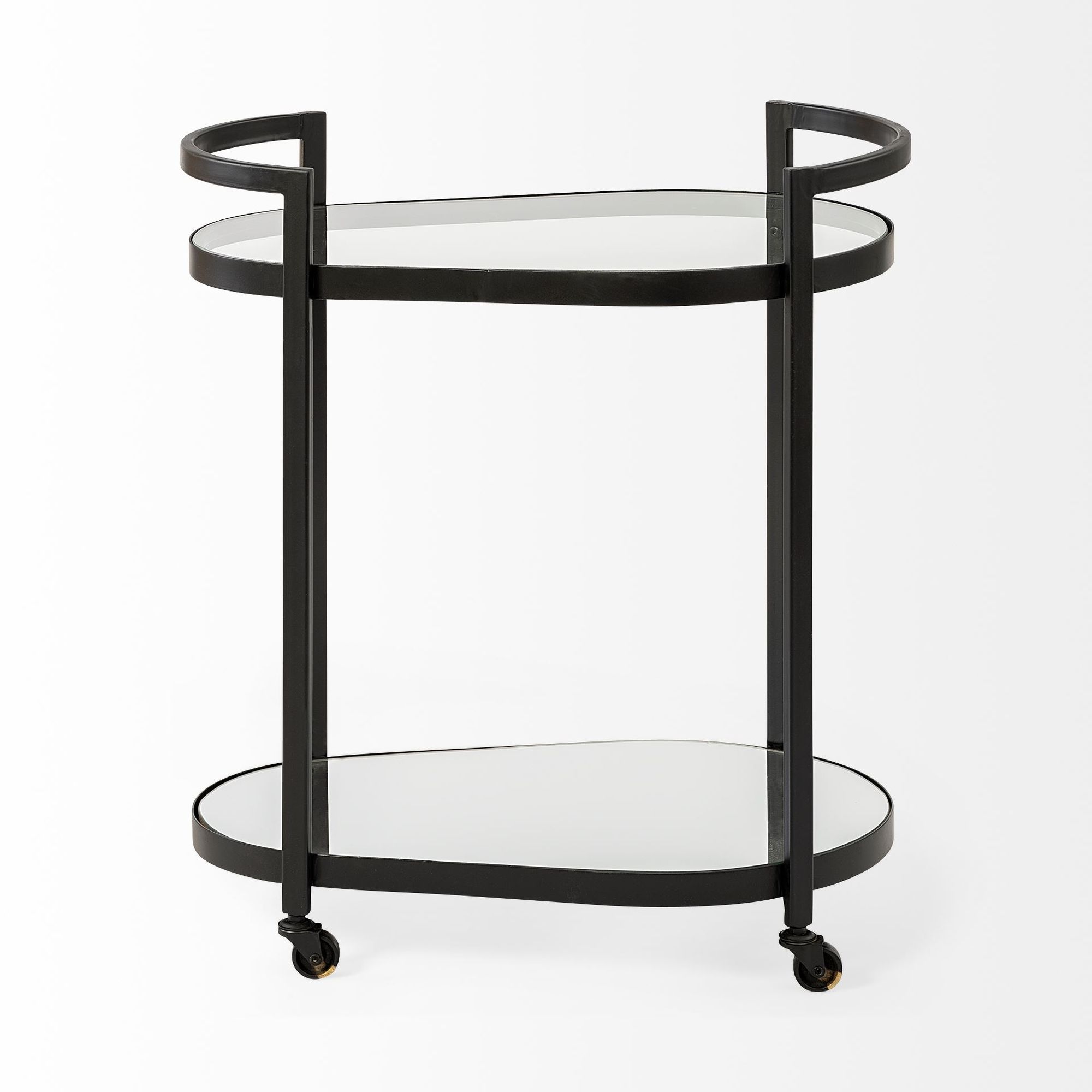 Mercana - Eleonore 2 Tier Bar Cart with Glass Shelves in Black