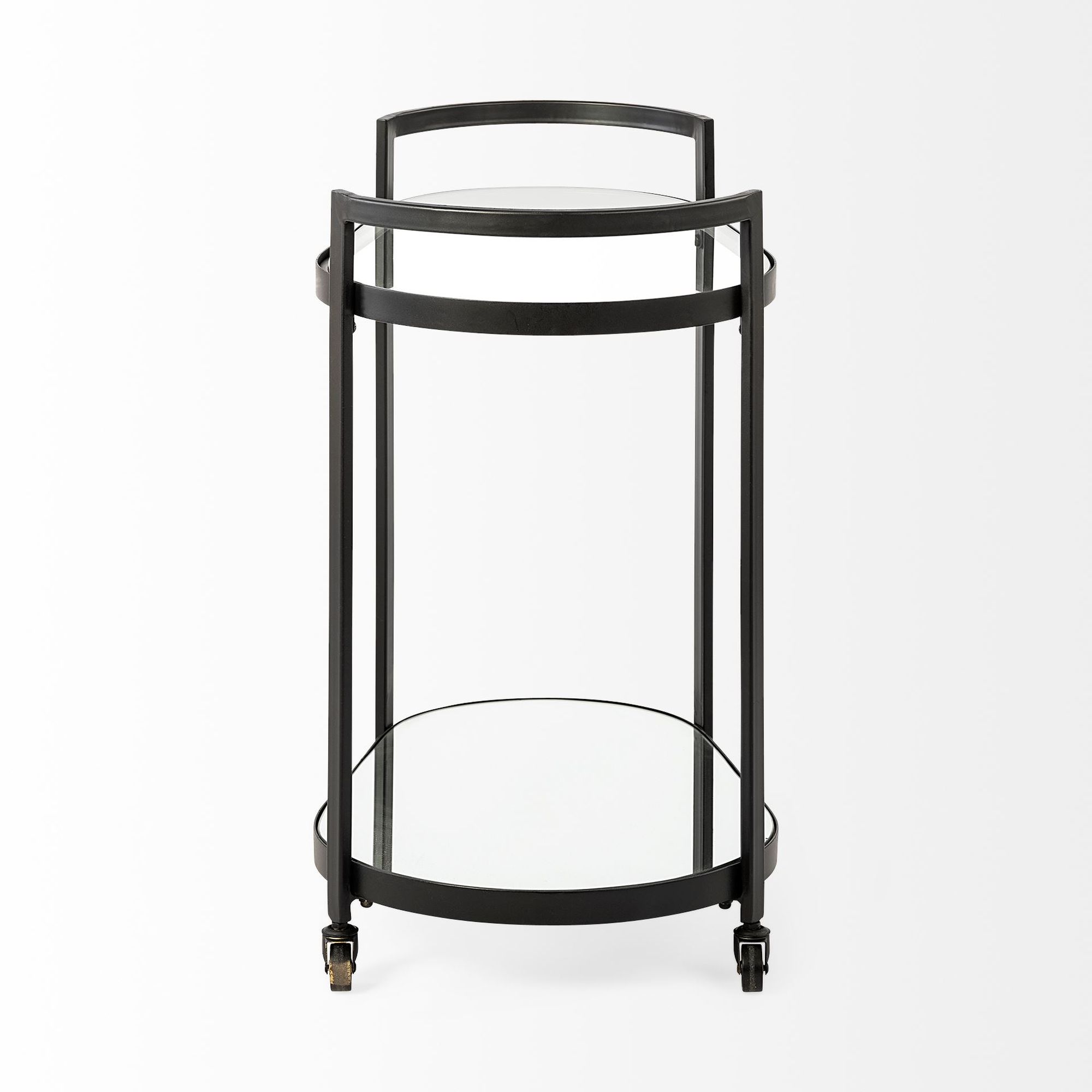 Mercana - Eleonore 2 Tier Bar Cart with Glass Shelves in Black