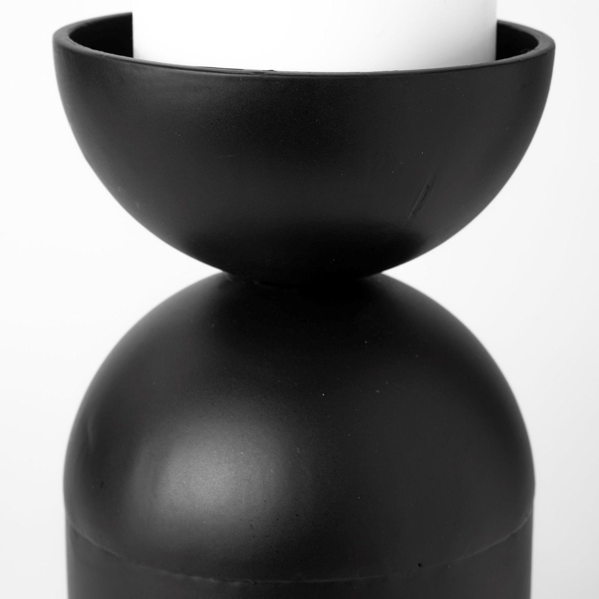 Mercana Alex Small Black Metal Cylindrical Table Candle Holder