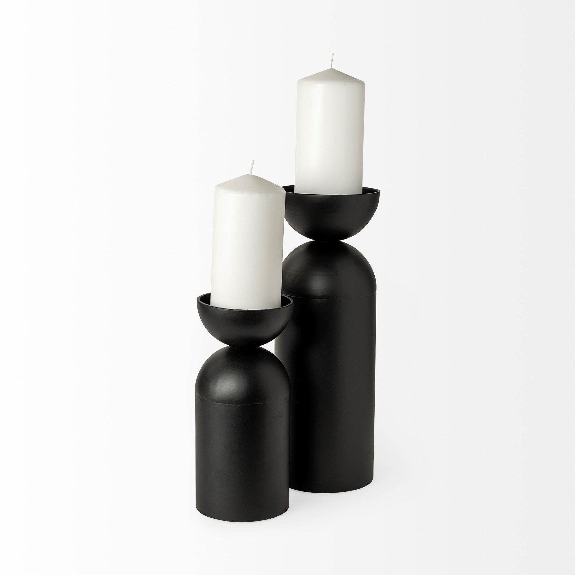 Mercana Alex Small Black Metal Cylindrical Table Candle Holder