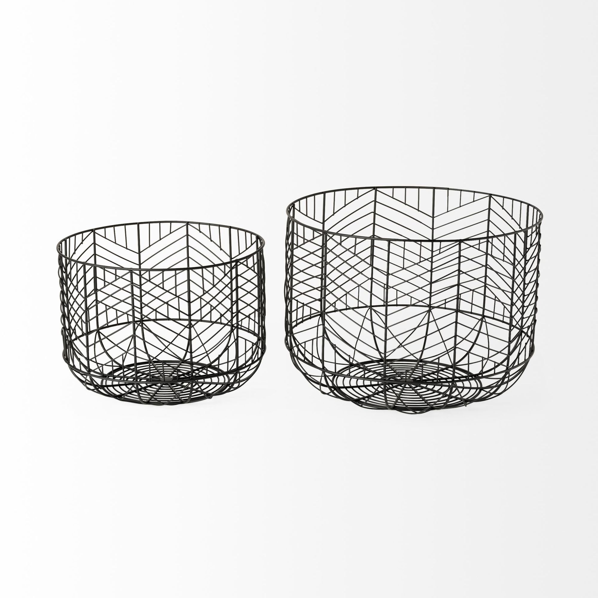 Mercana - Idris Black Metal Geometric Mesh Bowls (Set of 2)