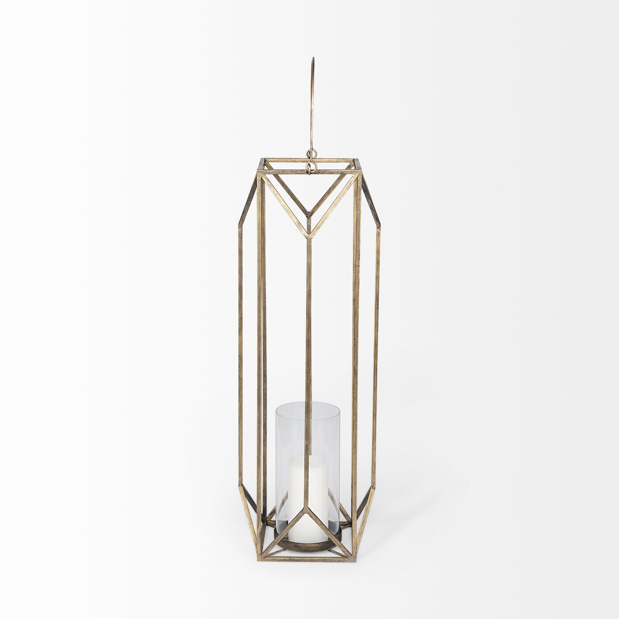 Mercana Ivy Large Candle Holder Lantern - Gold, Metal