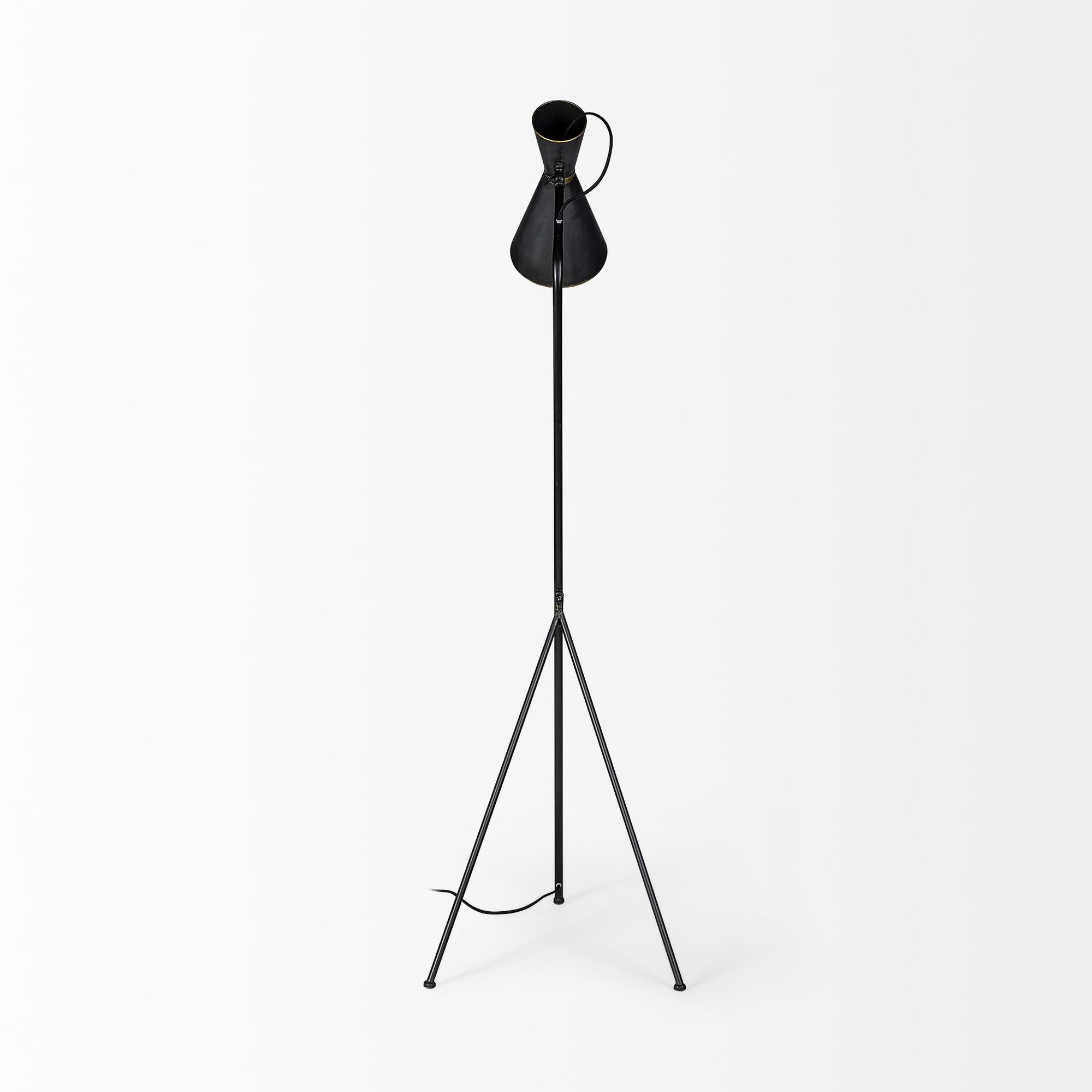 Mercana - Eris III Black/Brass Metal Cone Shade Floor Lamp