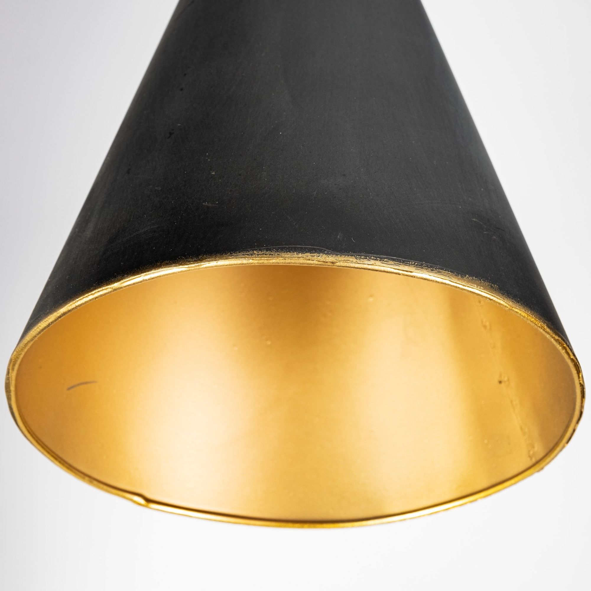 Mercana - Eris III Black/Brass Metal Cone Shade Floor Lamp