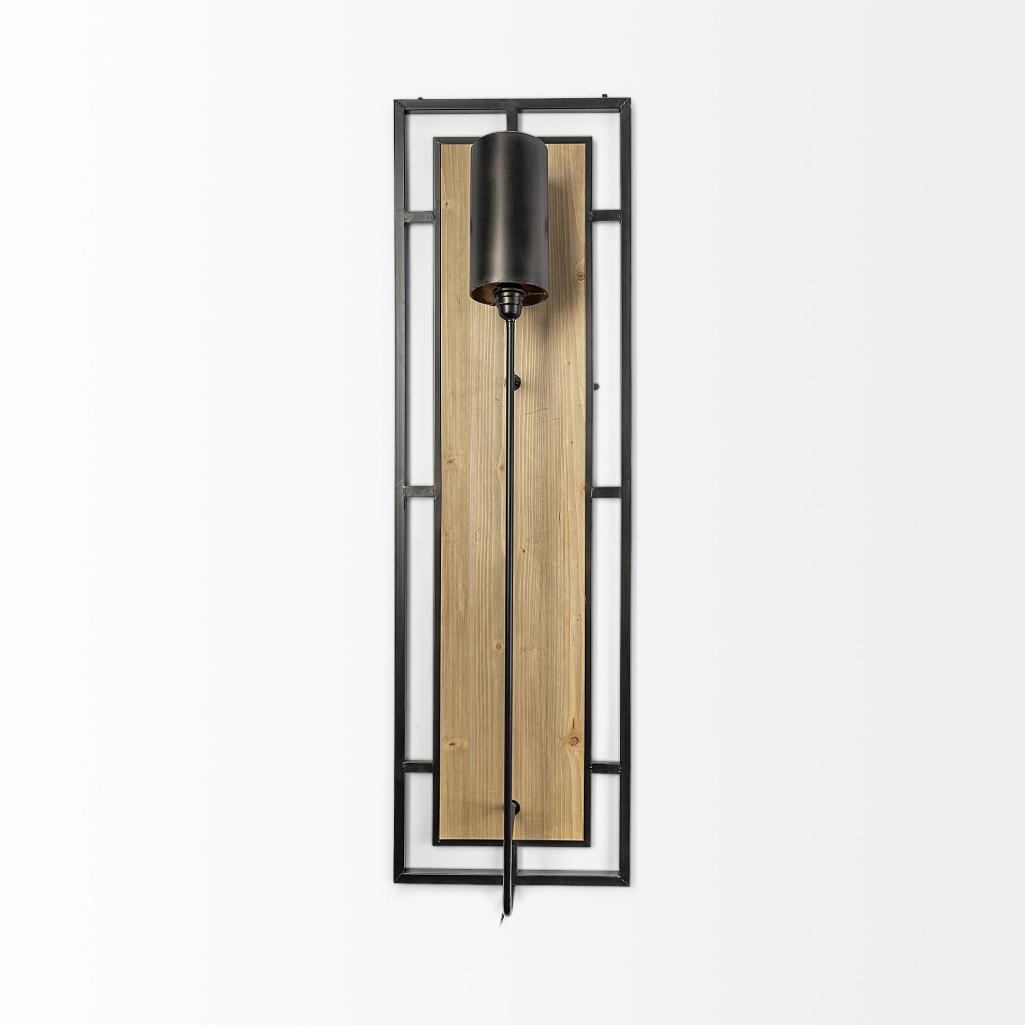 Mercana - Cleo 16.9x57.1 Black Metal and Wood Rectangular Wall Sconce