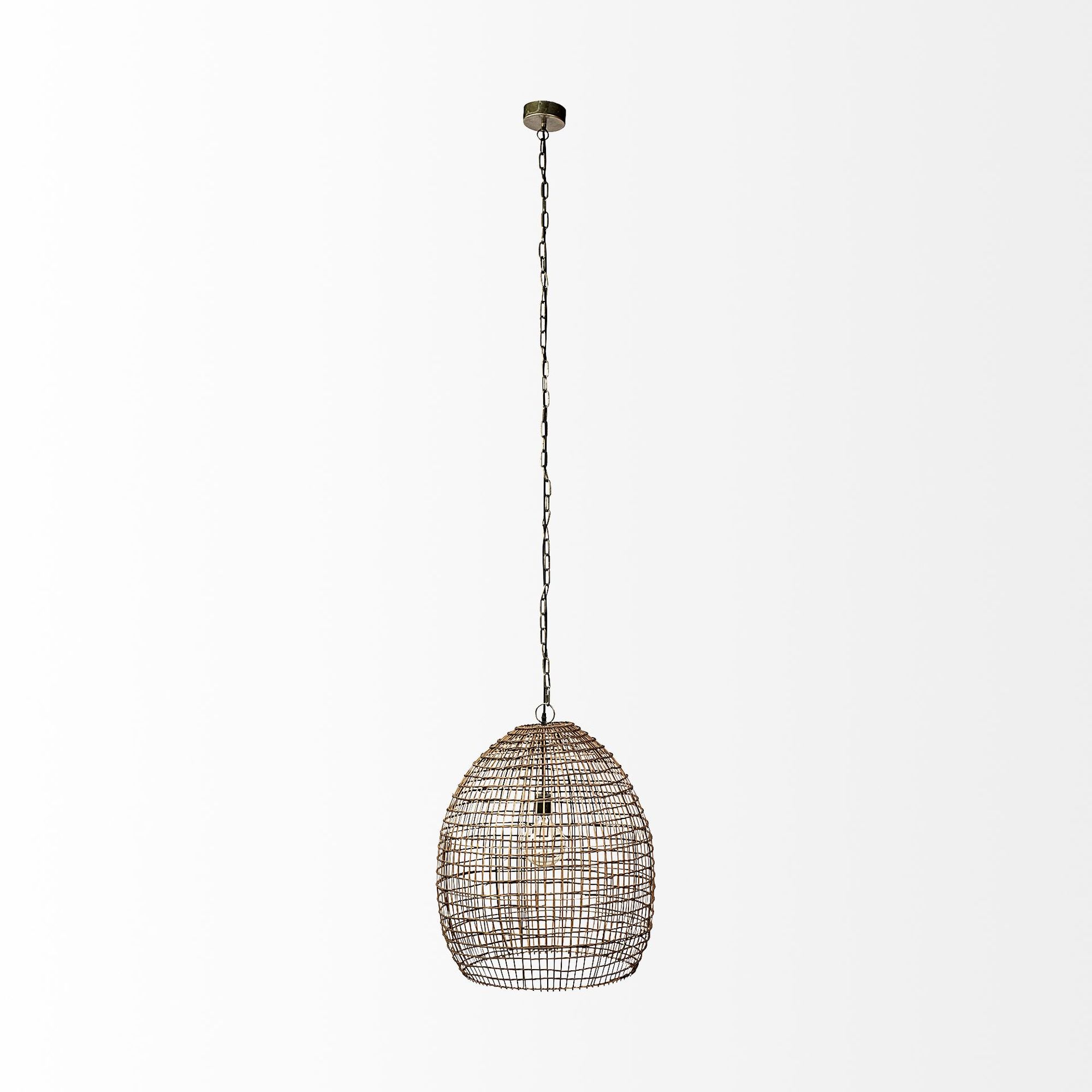 Mercana - Aruba Medium Brown Woven Straw Orb Pendant Light