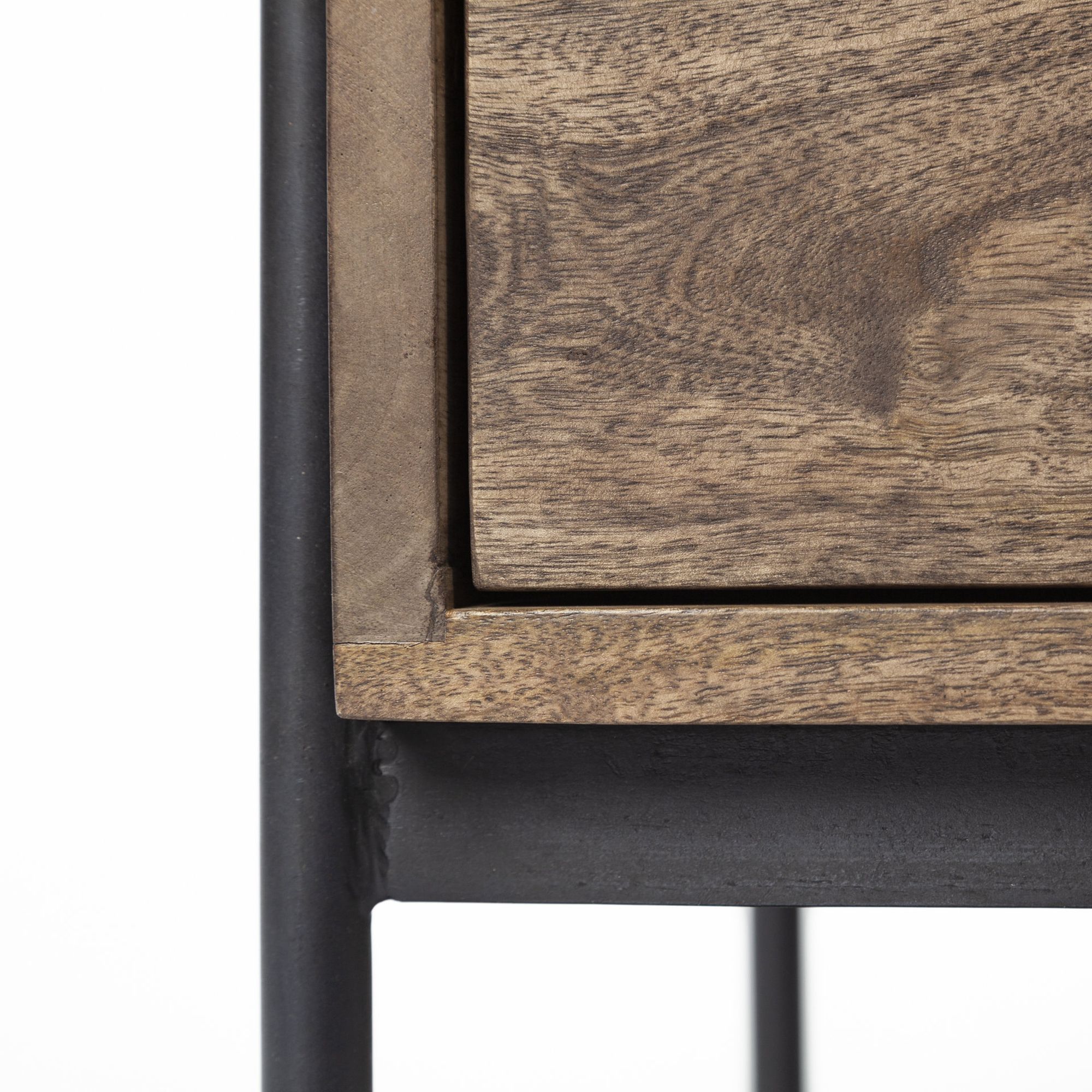 Mercana - Glenn I Dark Brown Wood with Black Iron Frame Square End/Side Table