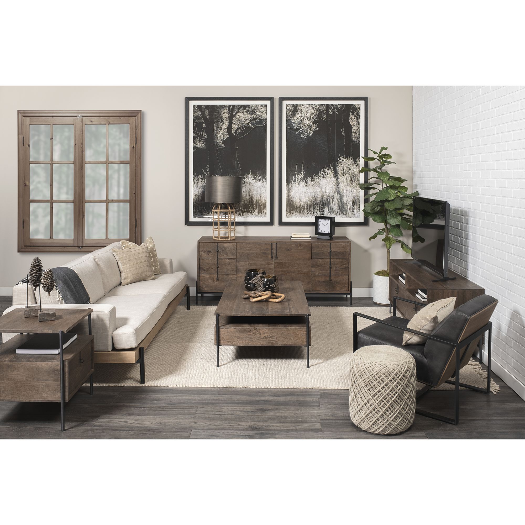 Mercana - Glenn Media Console in Dark Brown, Wood/Iron