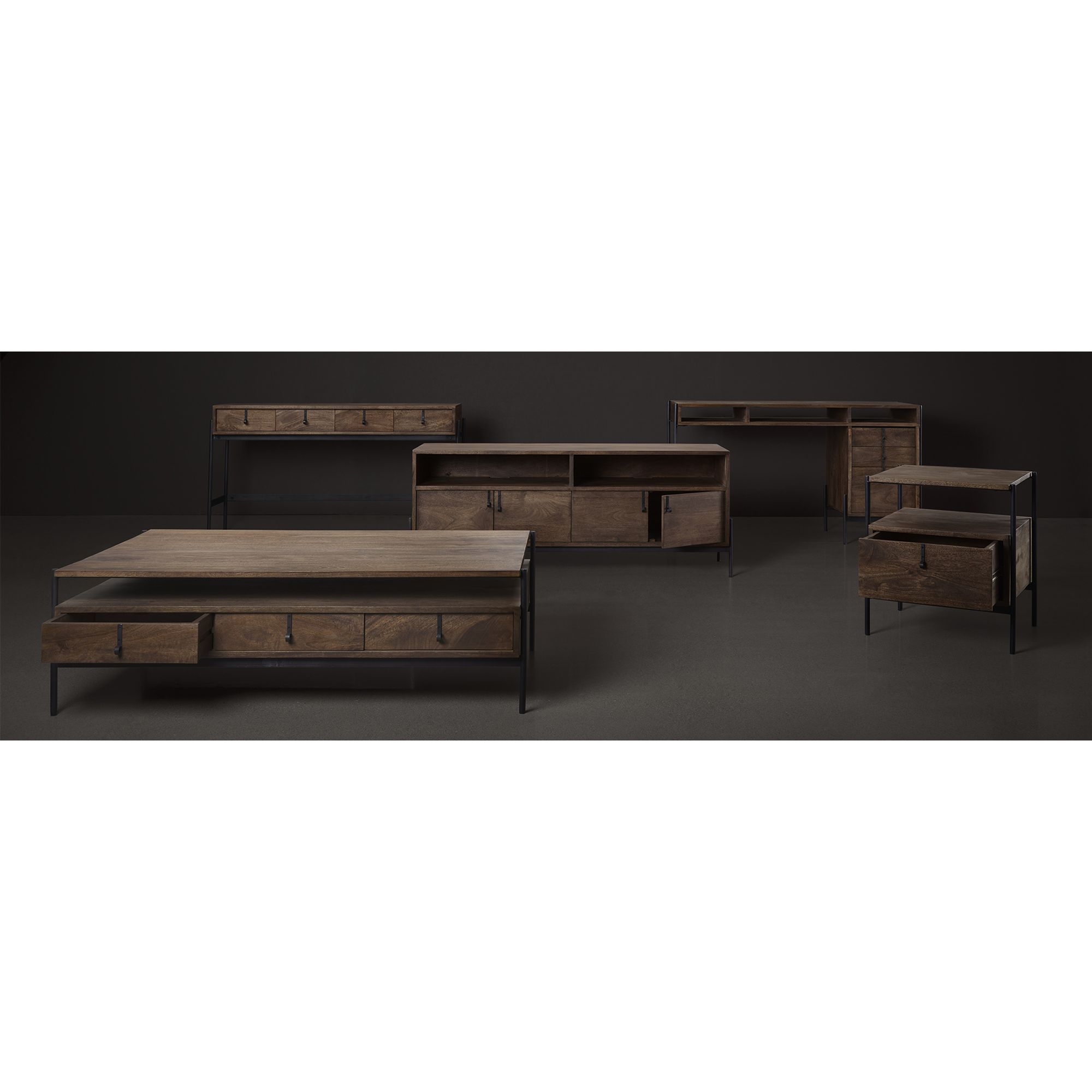 Mercana - Glenn Media Console in Dark Brown, Wood/Iron