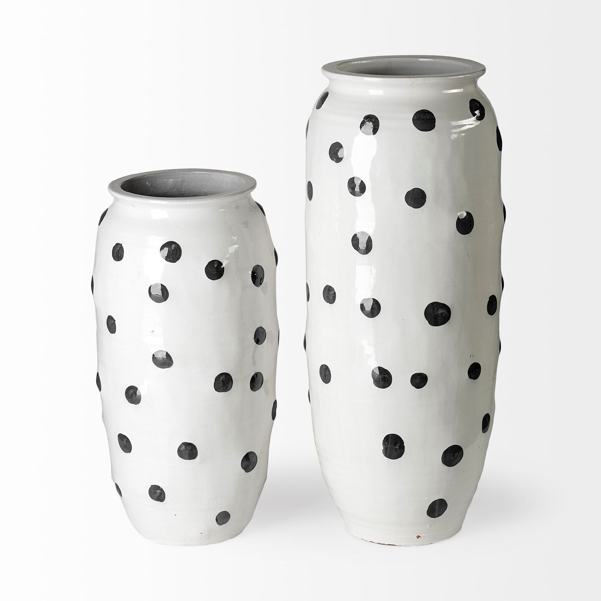 Mercana - Polka Large 32H White Ceramic Polka Dot Vase