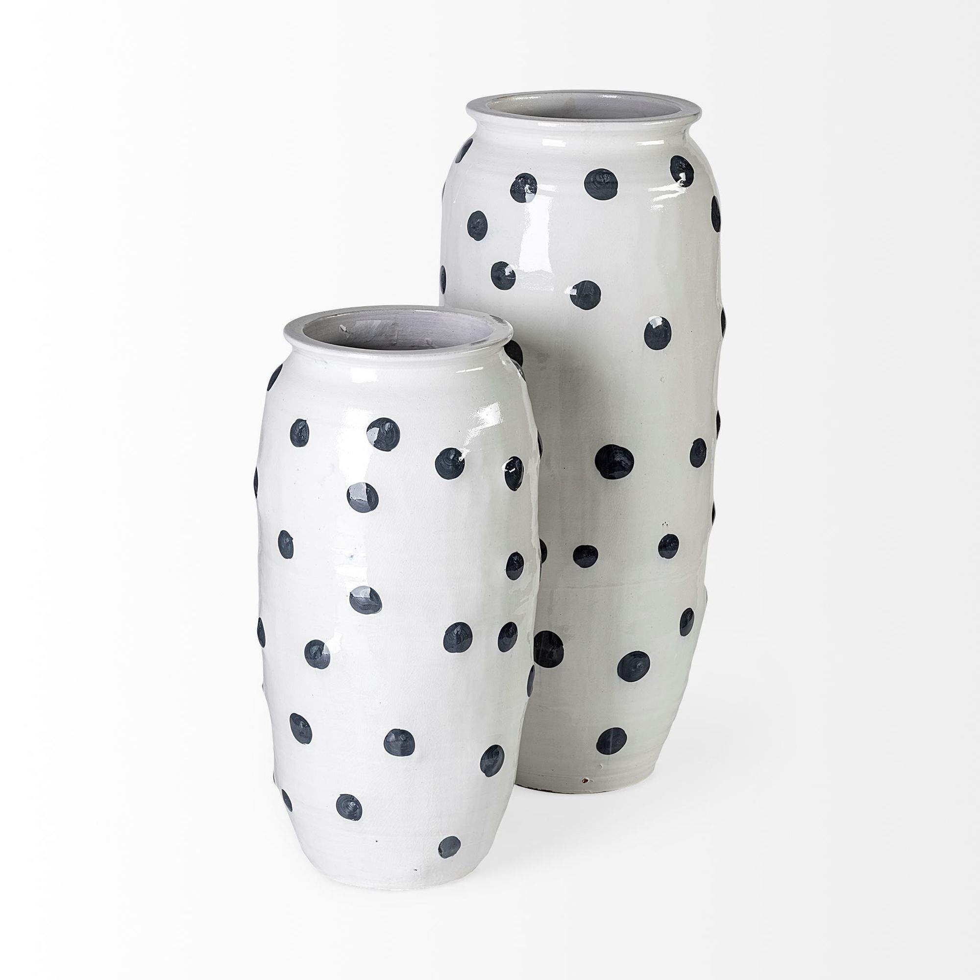 Mercana - Polka Large 32H White Ceramic Polka Dot Vase