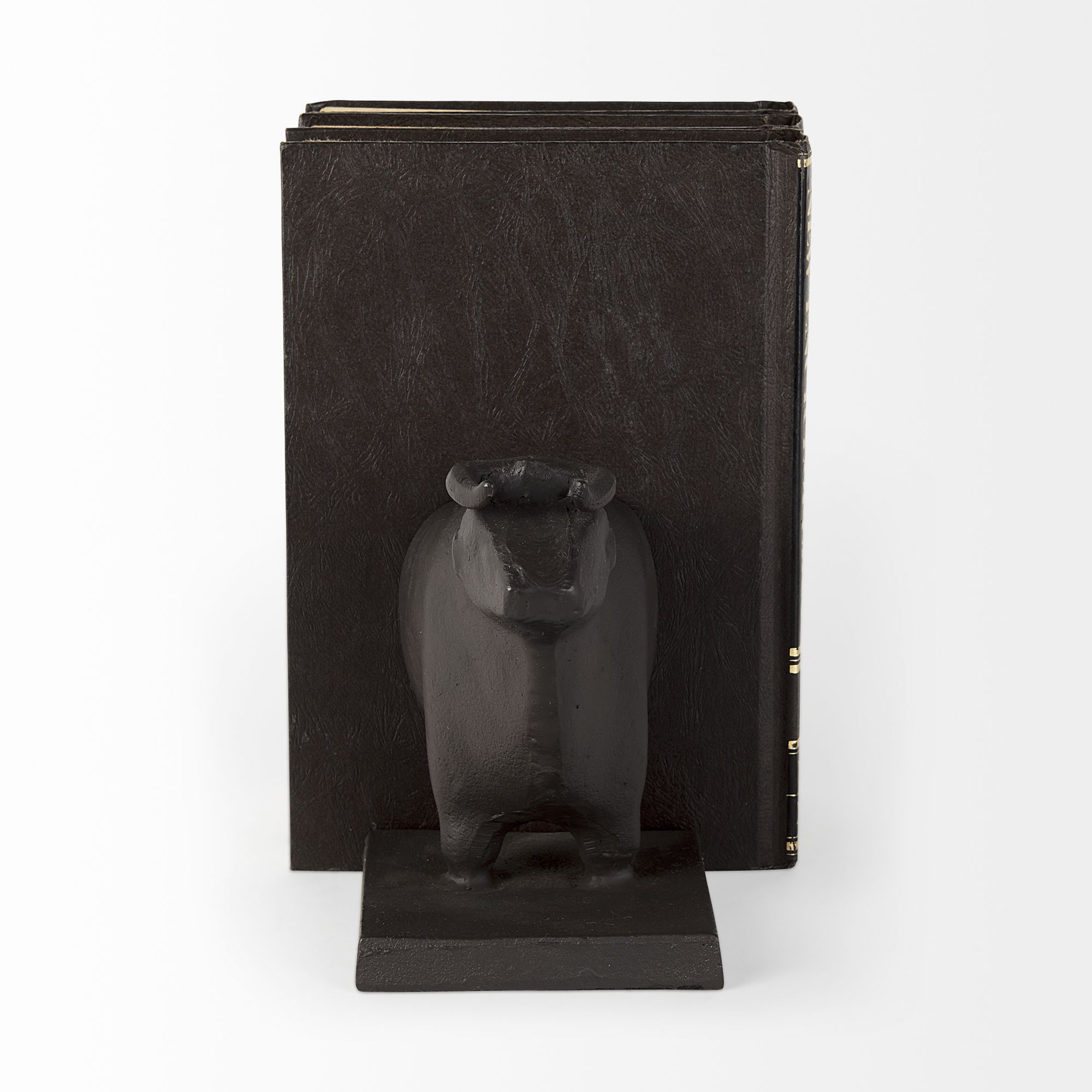 Mercana - Taurus III 9L x 4W Black Cast Aluminum Bull Bookends (Set of 2)