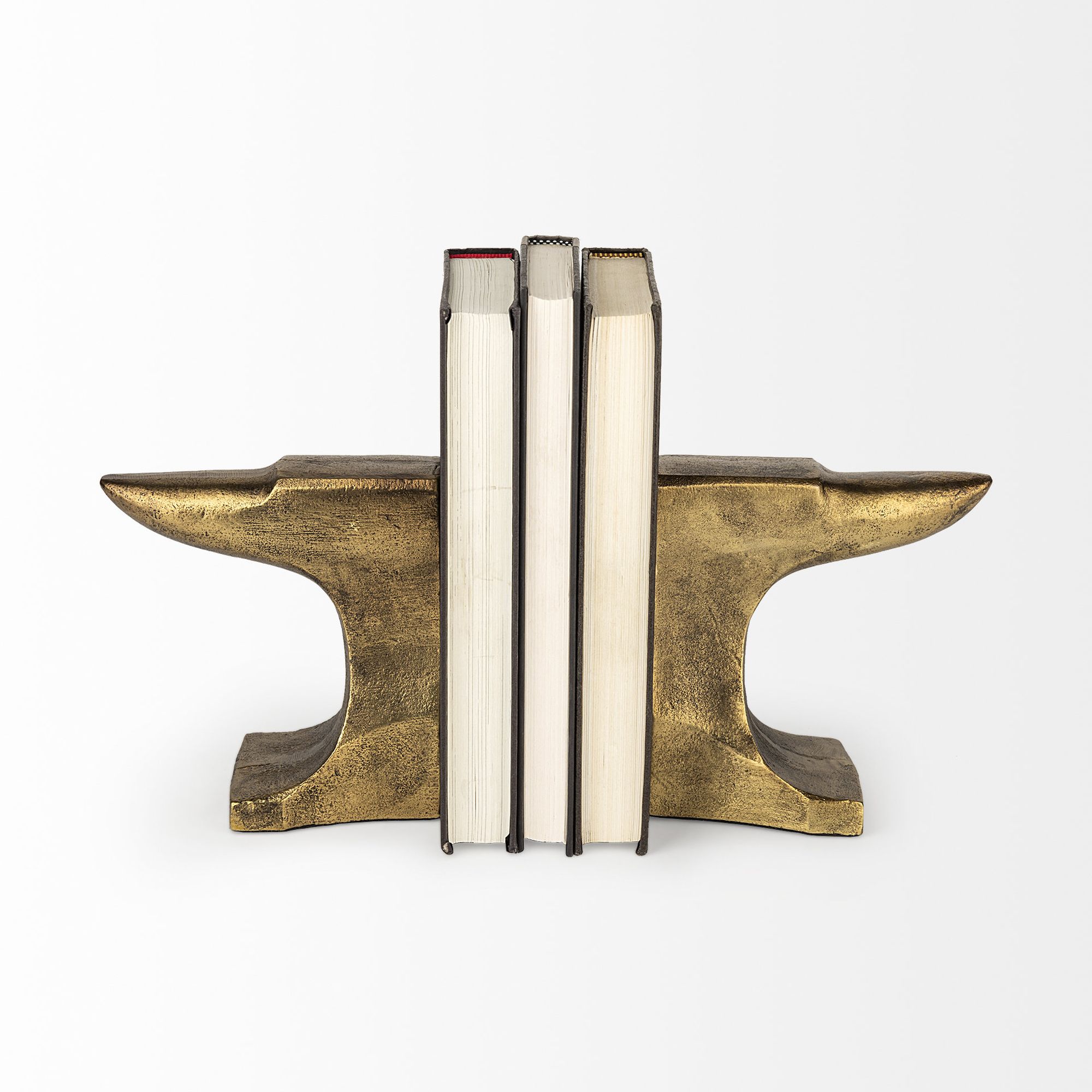 Mercana Anvilia Anvil Shaped Bookends (Set of 2) - Gold