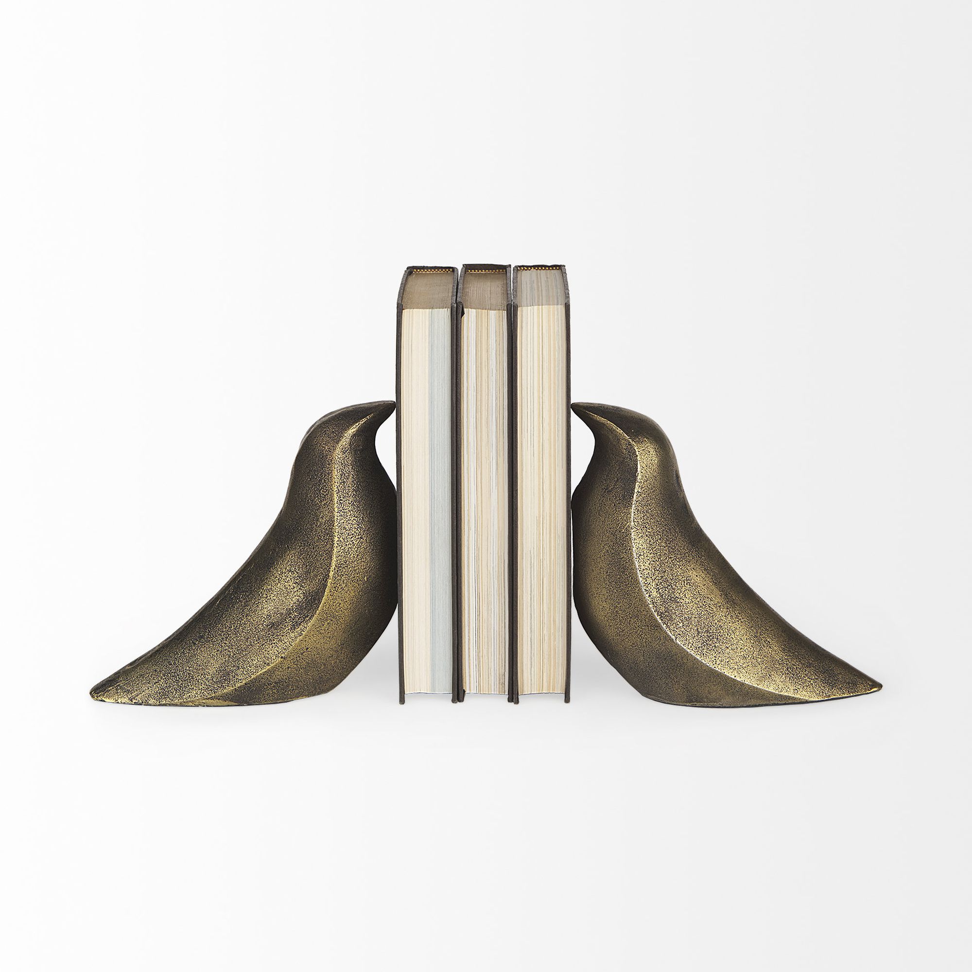 Mercana - Dover 15L x 4W Gold Aluminum Dove Bookends (Set of 2)