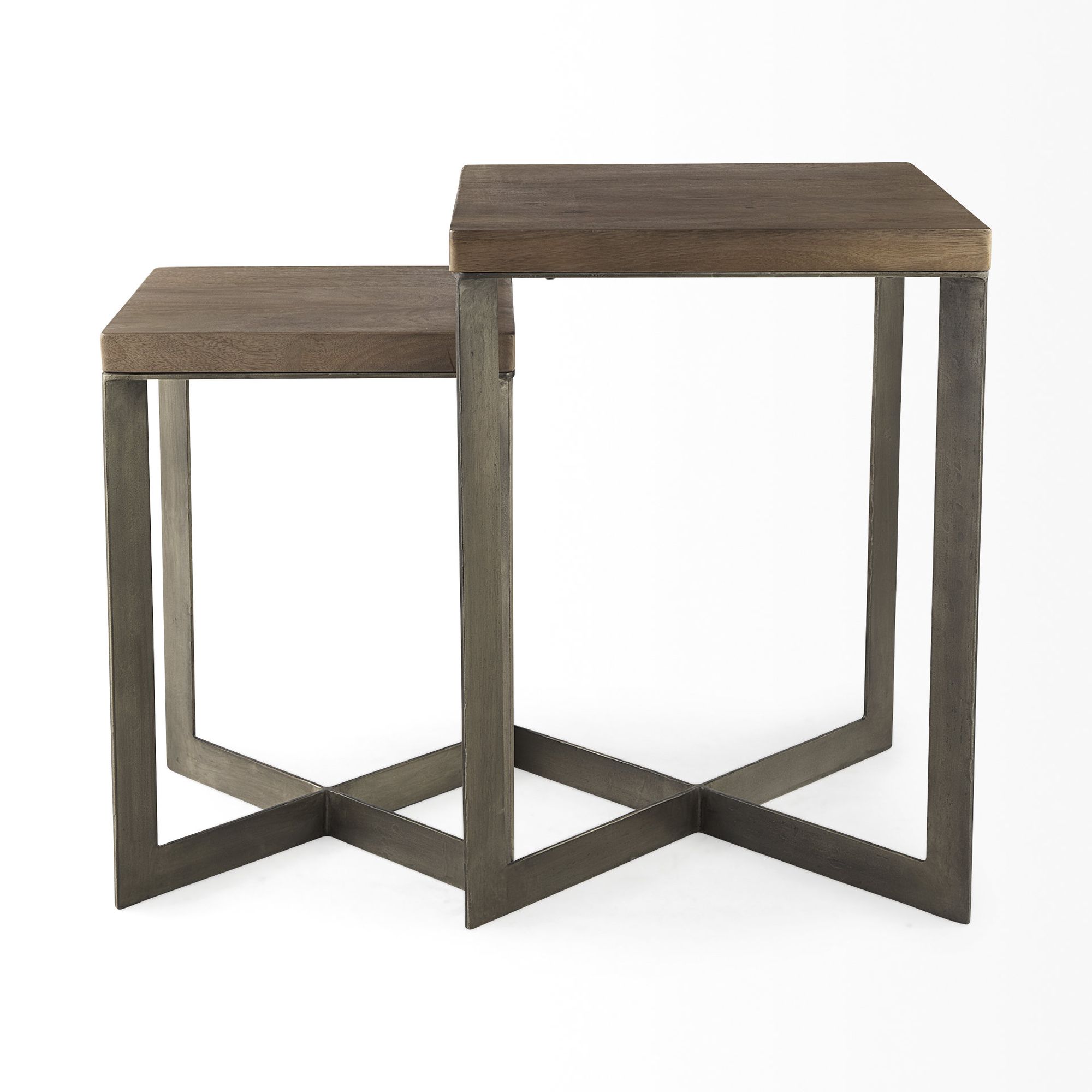 Mercana Faye End Table with Metal Base (Set of 2) - Brown