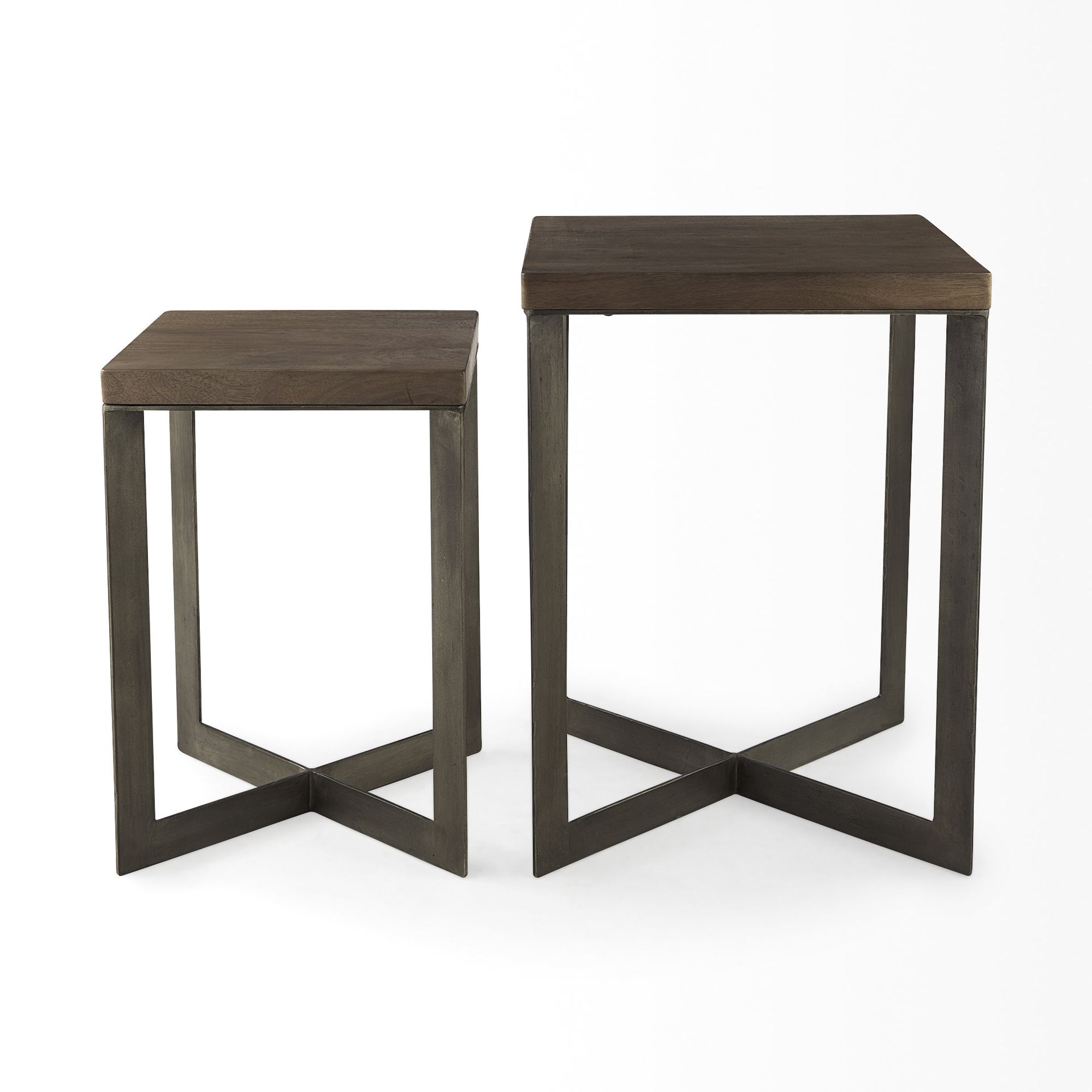 Mercana Faye End Table with Metal Base (Set of 2) - Brown