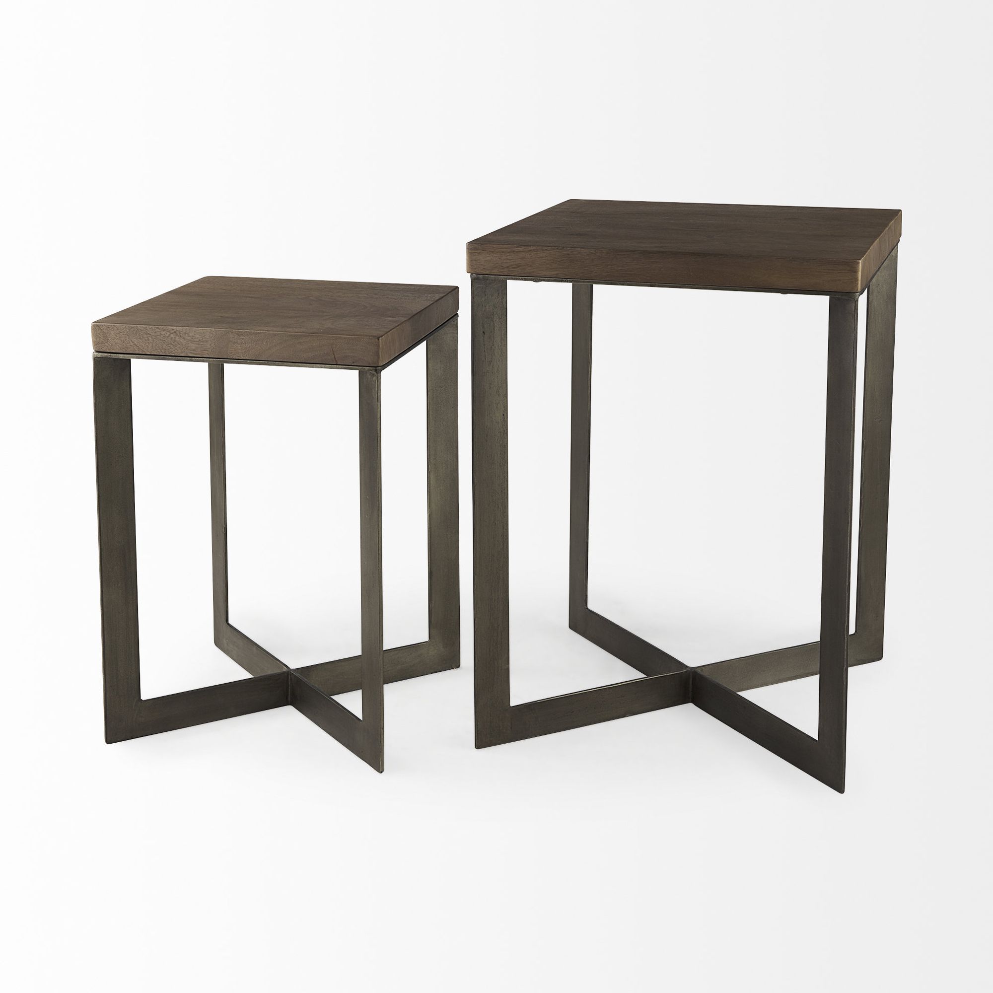 Mercana Faye End Table with Metal Base (Set of 2) - Brown