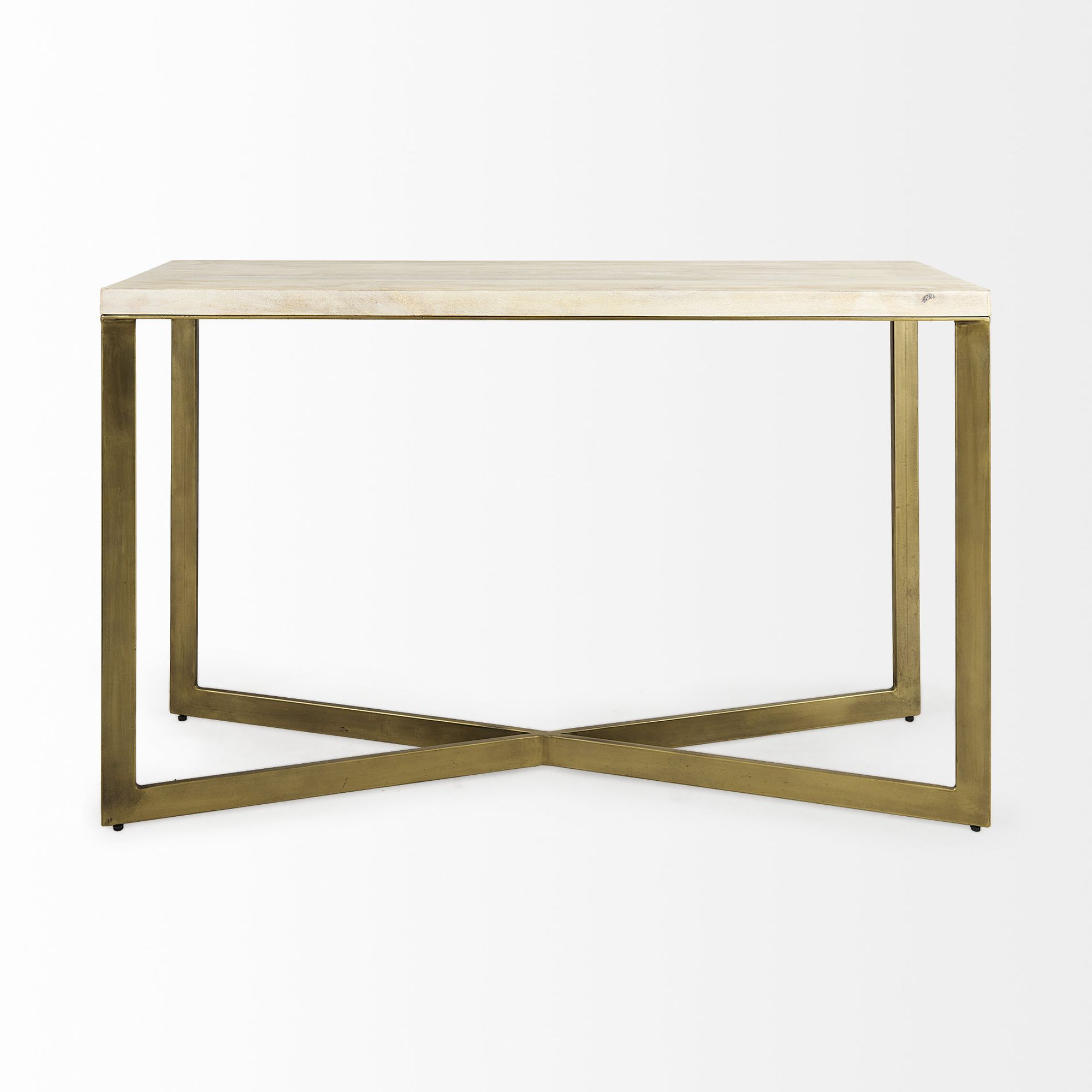 Mercana Faye Console Table with Gold Metal Base - Beige