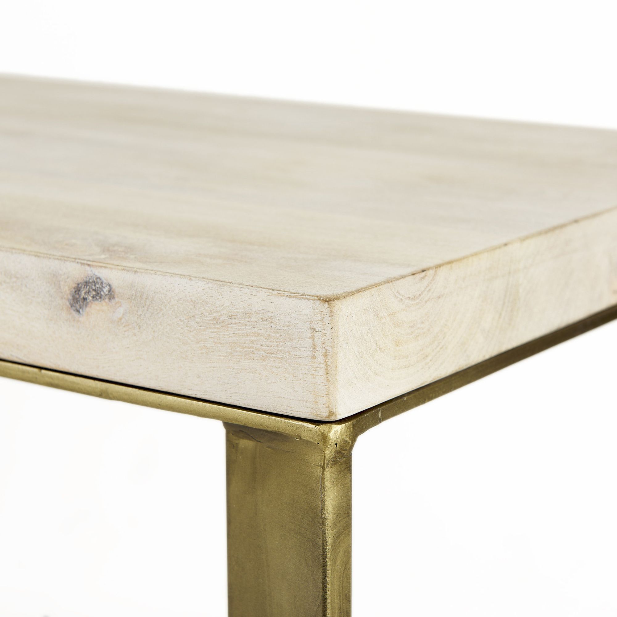 Mercana Faye Console Table with Gold Metal Base - Beige