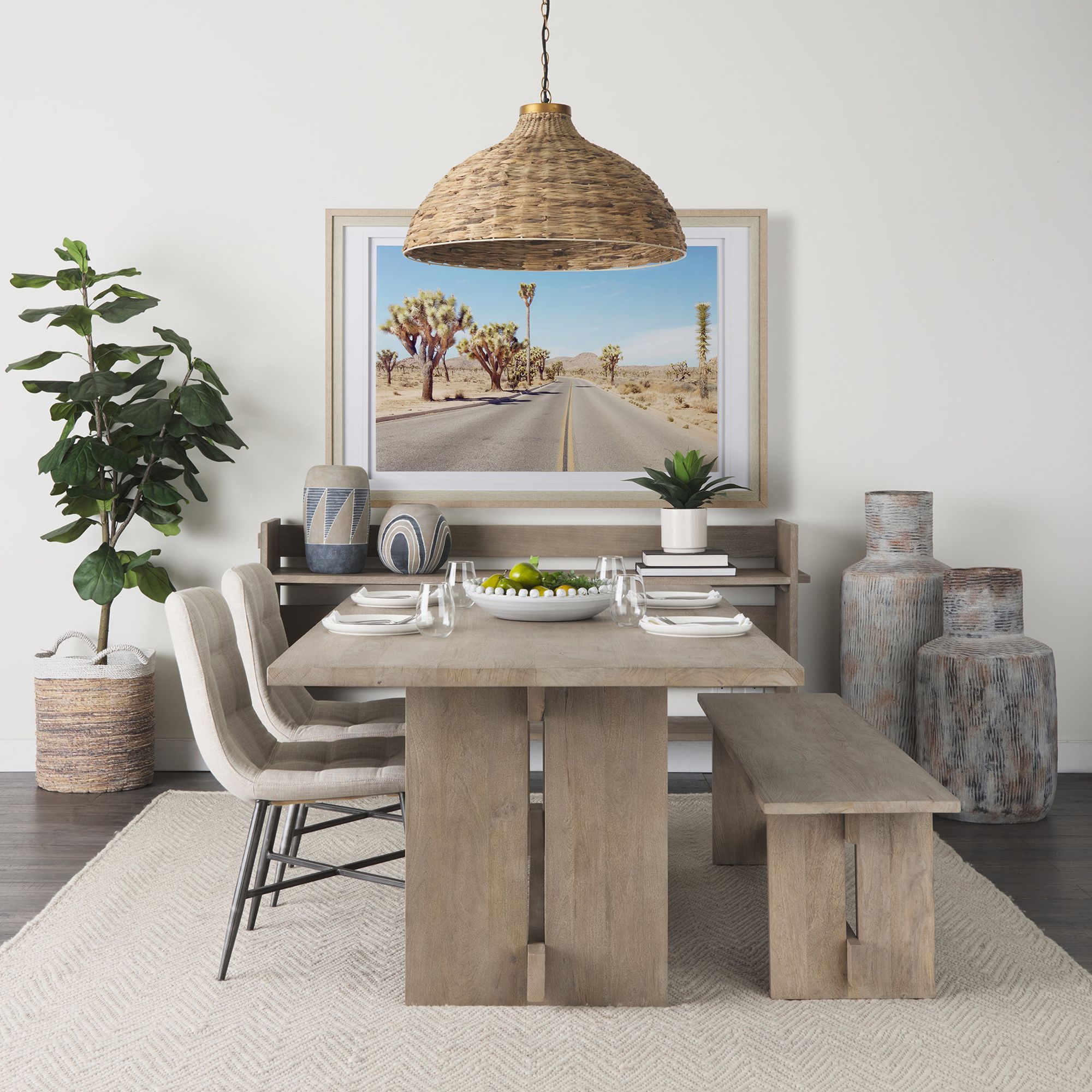 Mercana Aida Dining Table - Light Gray, Wood