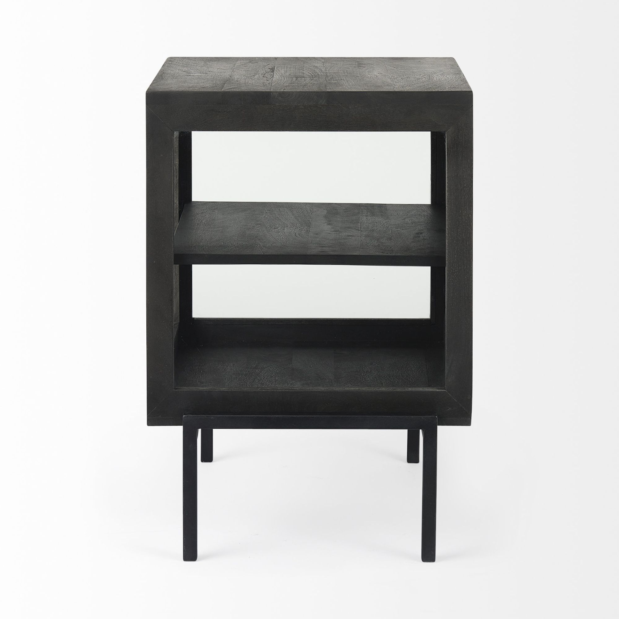 Mercana Arelius End Table with Black Metal Frame - Black