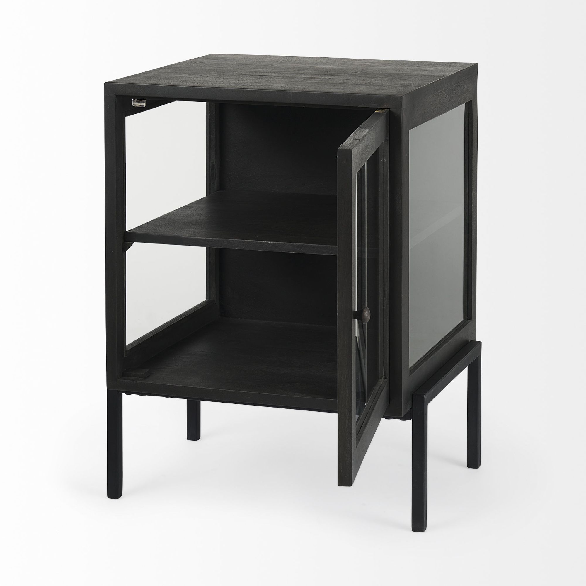 Mercana Arelius End Table with Black Metal Frame - Black