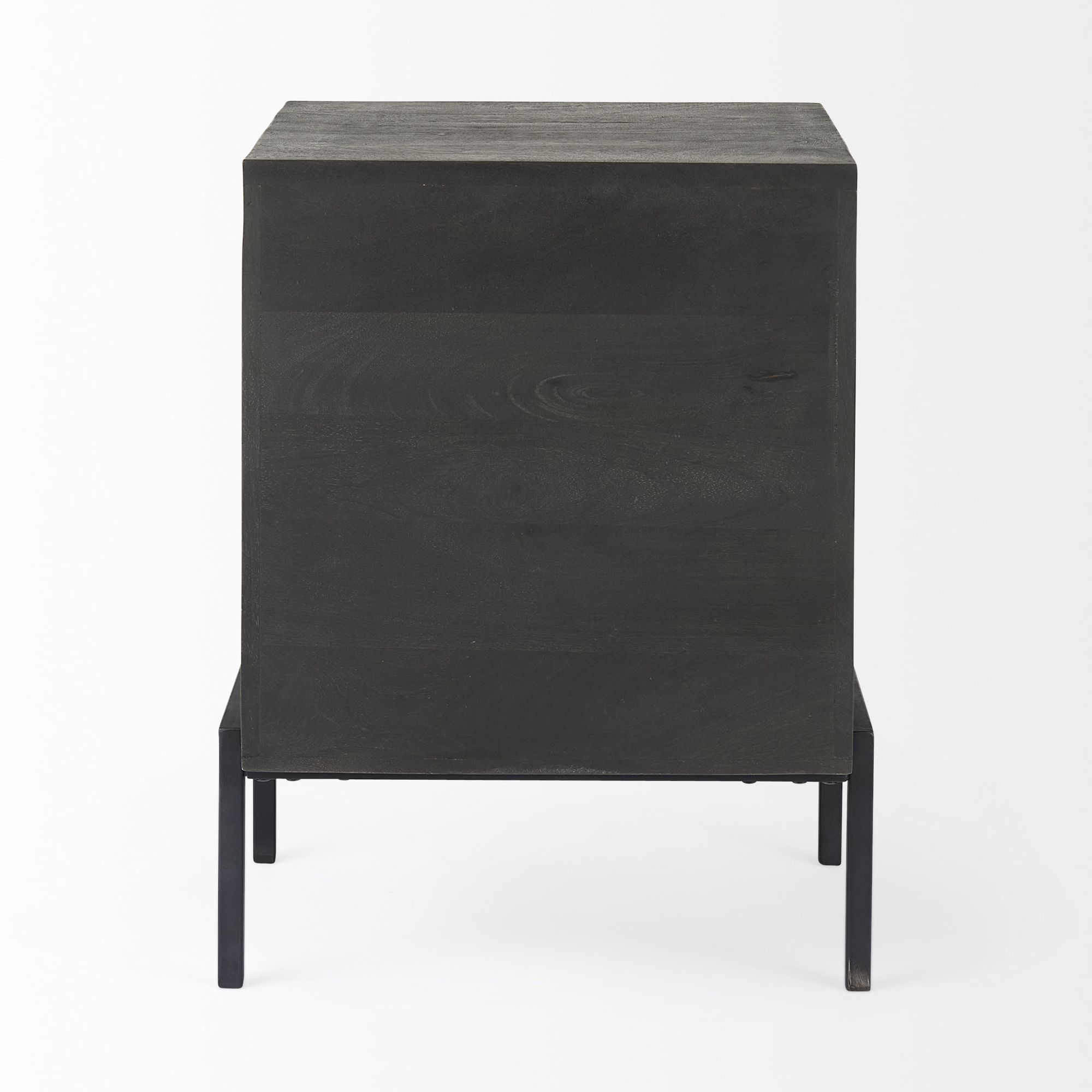 Mercana Arelius End Table with Black Metal Frame - Black