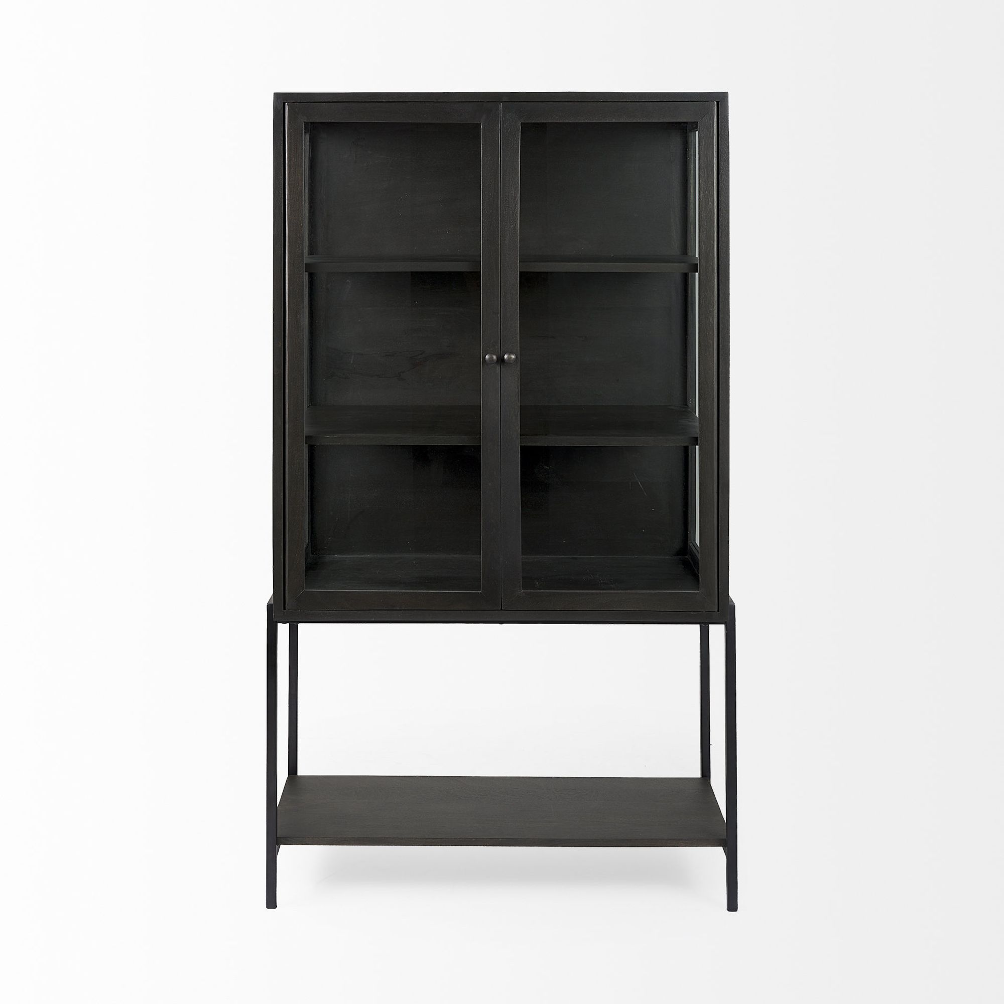 Mercana Arelius Cabinet with Black Metal Base - Black