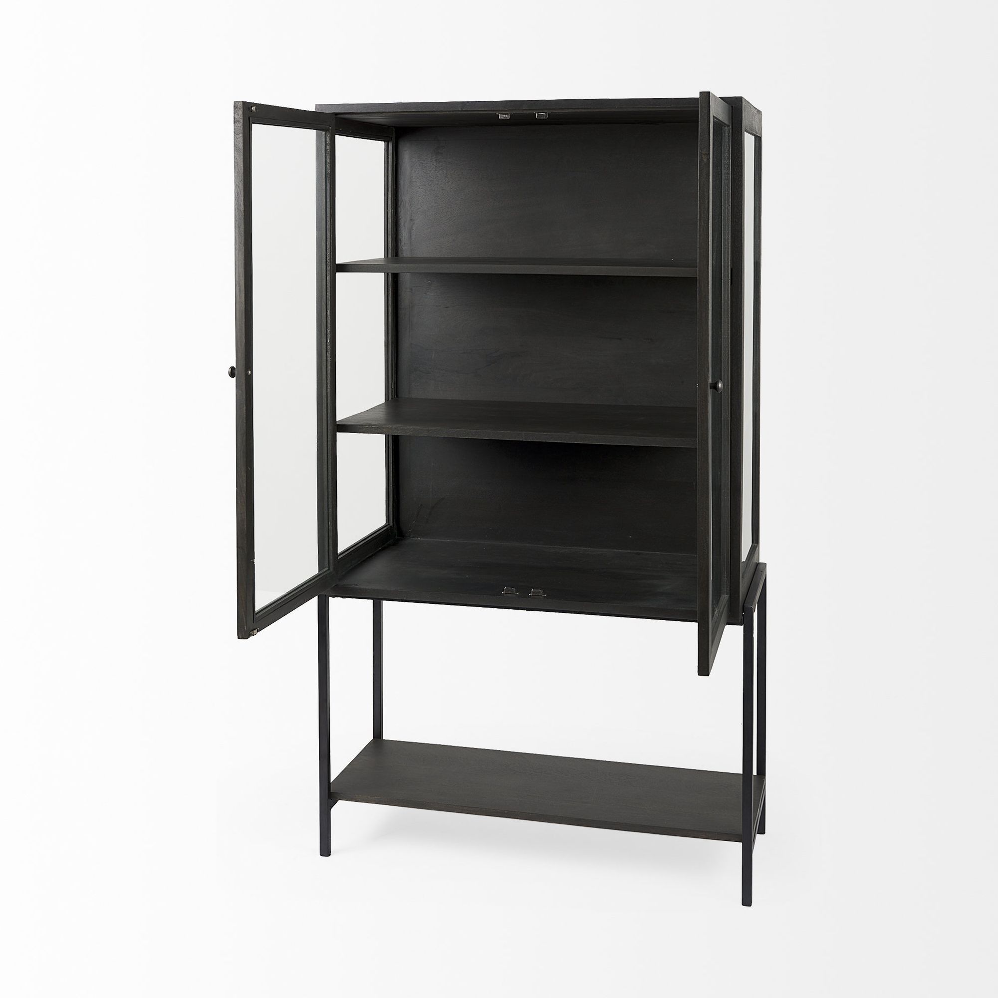 Mercana Arelius Cabinet with Black Metal Base - Black