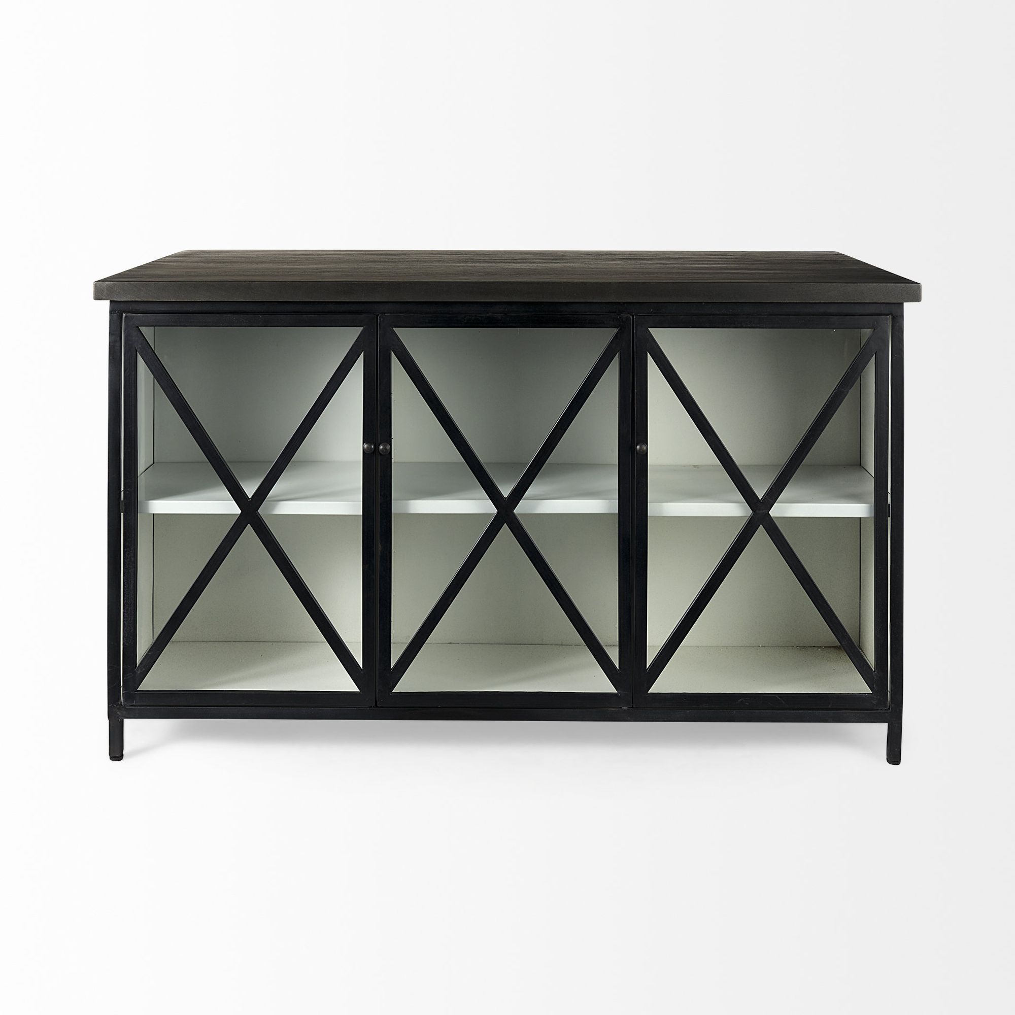 Mercana - Dimitra Kitchen Island with Glass Doors