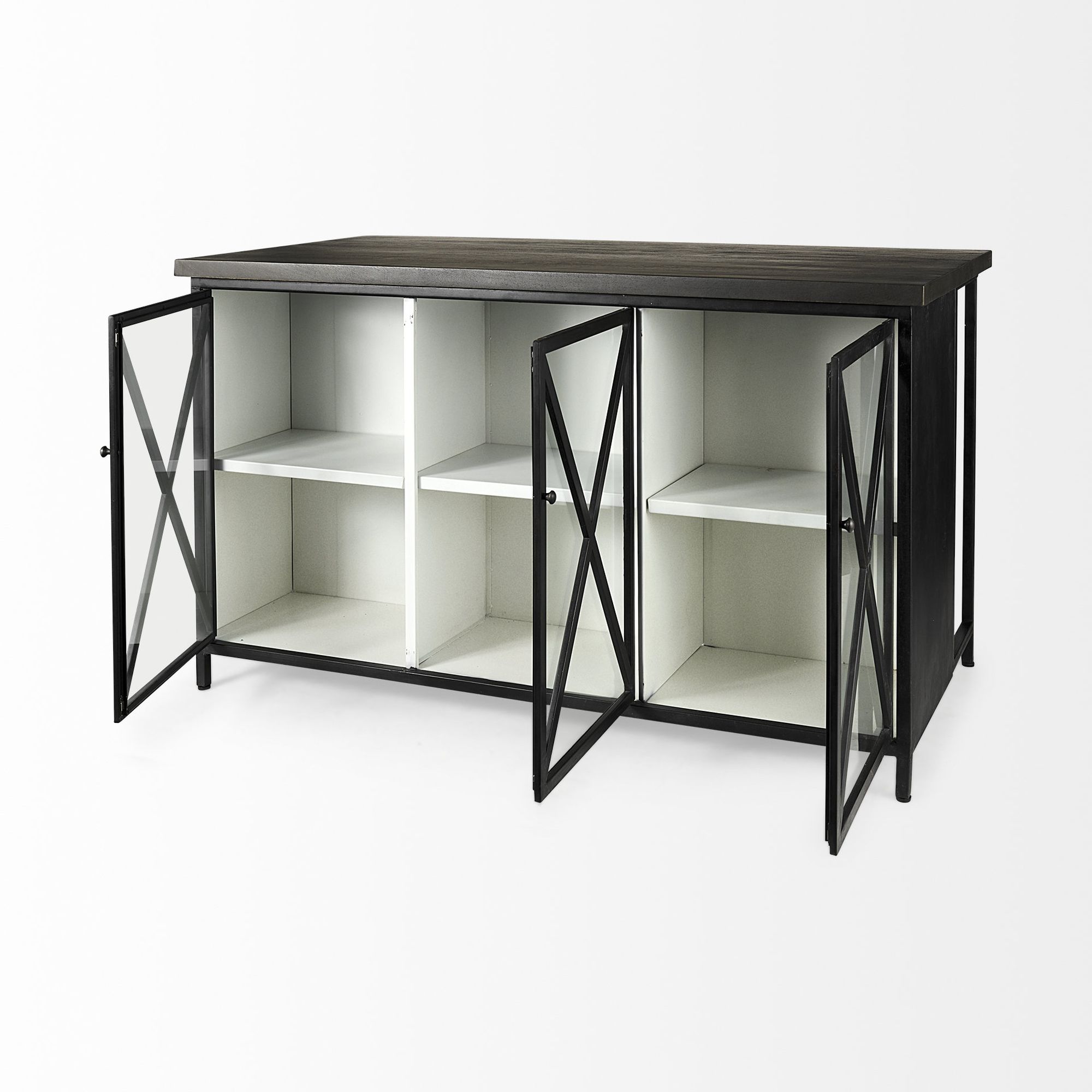 Mercana - Dimitra Kitchen Island with Glass Doors