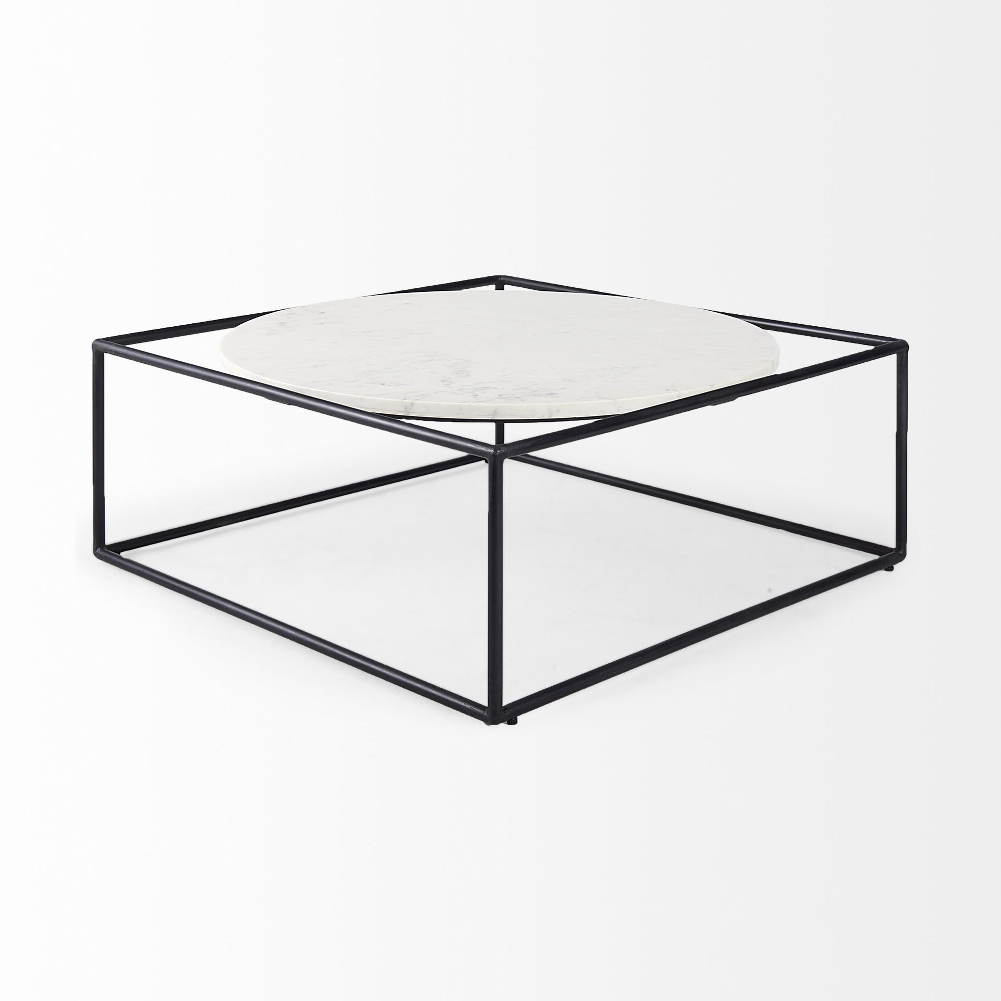 Mercana - Austen Round White Marble Top with Black Metal Frame Coffee Table