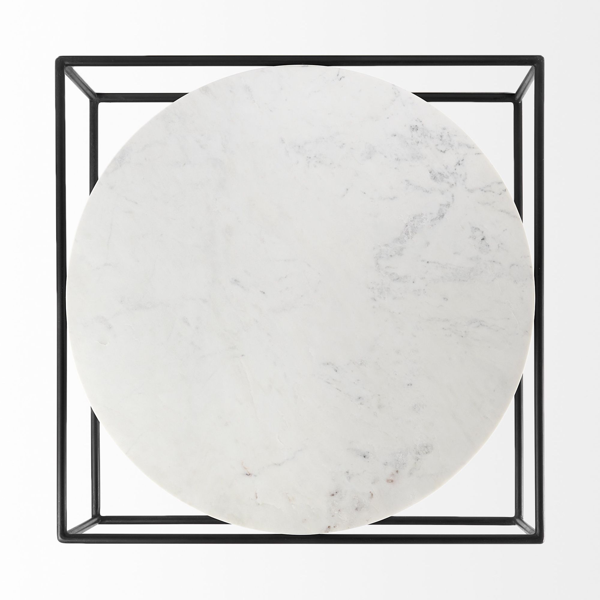 Mercana - Austen Round White Marble Top with Black Metal Frame Coffee Table