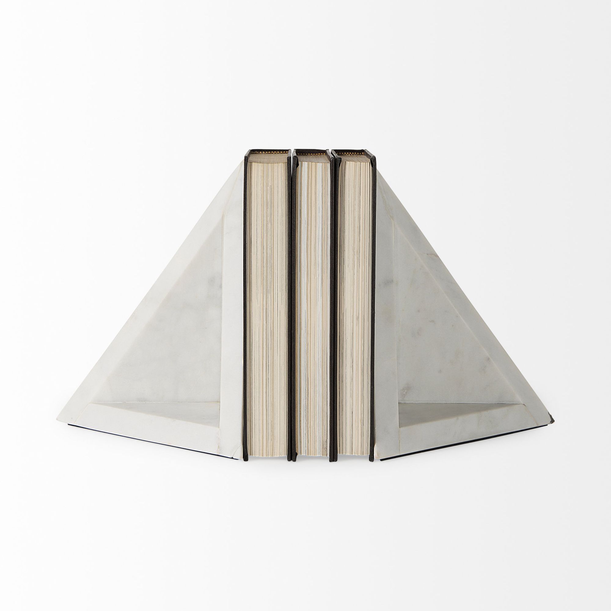 Mercana Sophia Marble Medium Book Ends (Set of 2) - White/Black