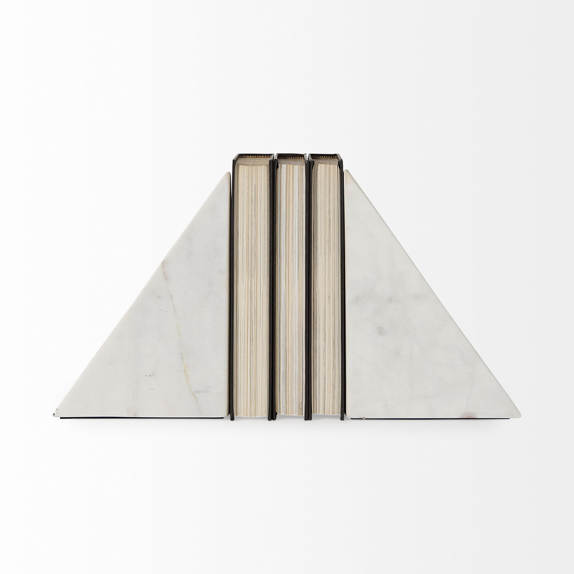 Mercana Sophia Marble Medium Book Ends (Set of 2) - White/Black