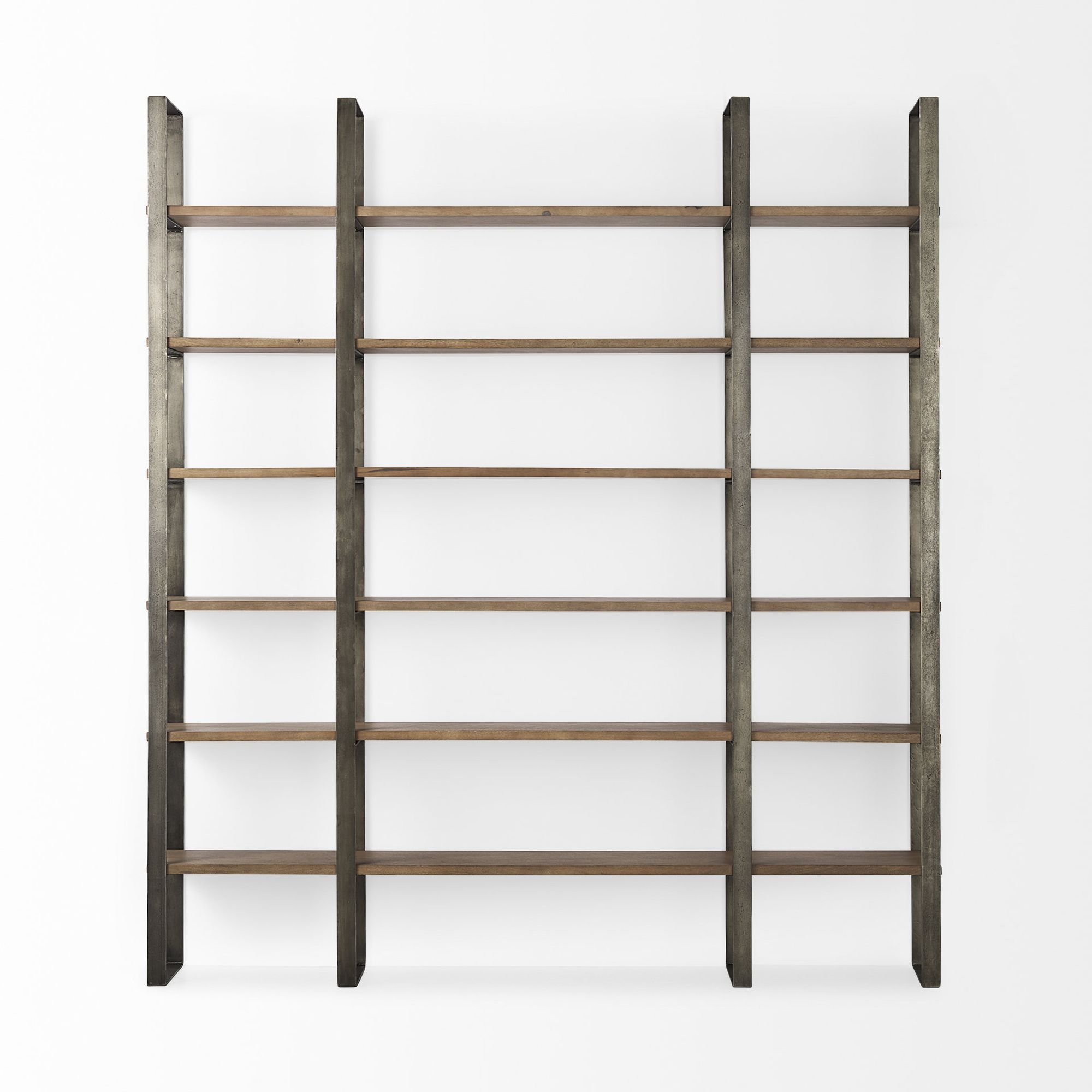 Mercana Taunton Shelving Unit with Antique Nickel Metal Frame - Brown/Nickel