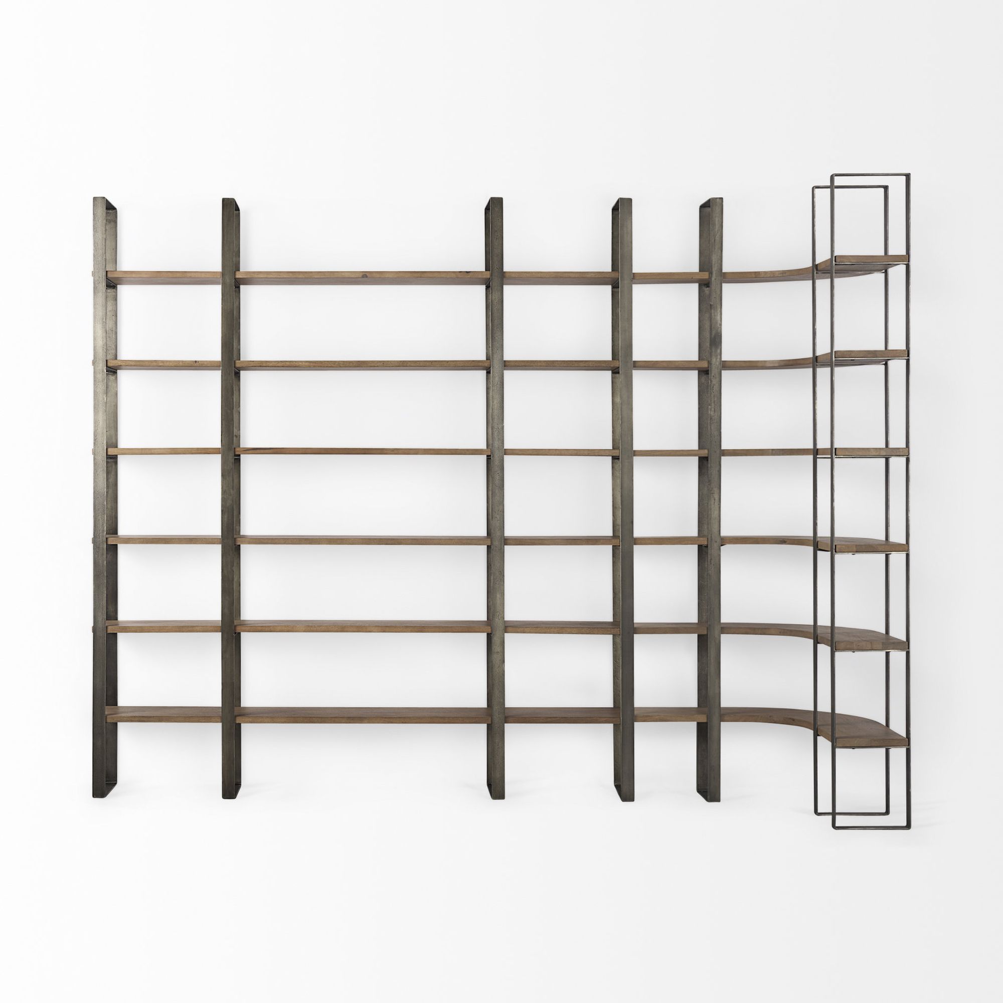 Mercana Taunton Shelving Unit with Antique Nickel Metal Frame - Brown/Nickel