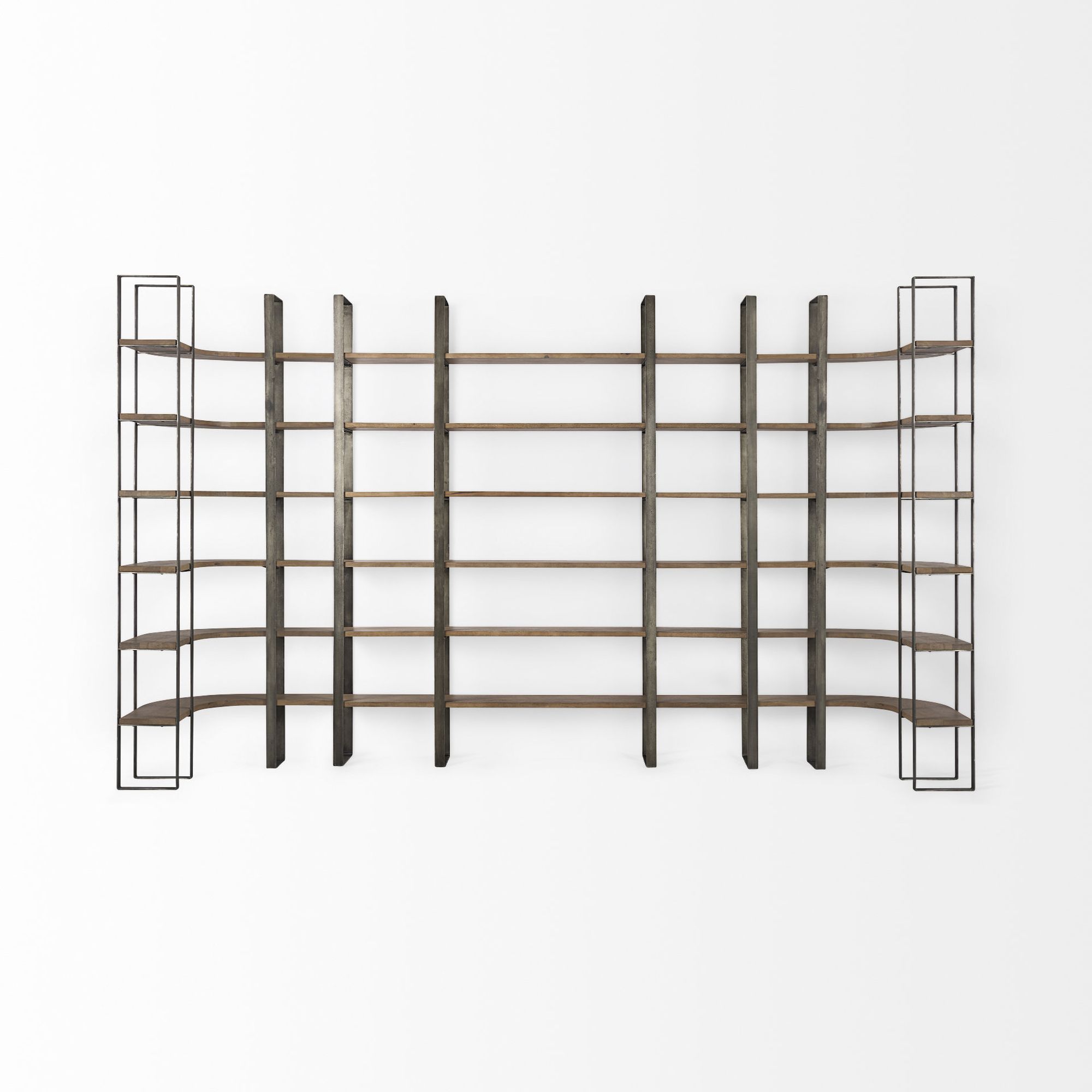 Mercana Taunton Shelving Unit with Antique Nickel Metal Frame - Brown/Nickel