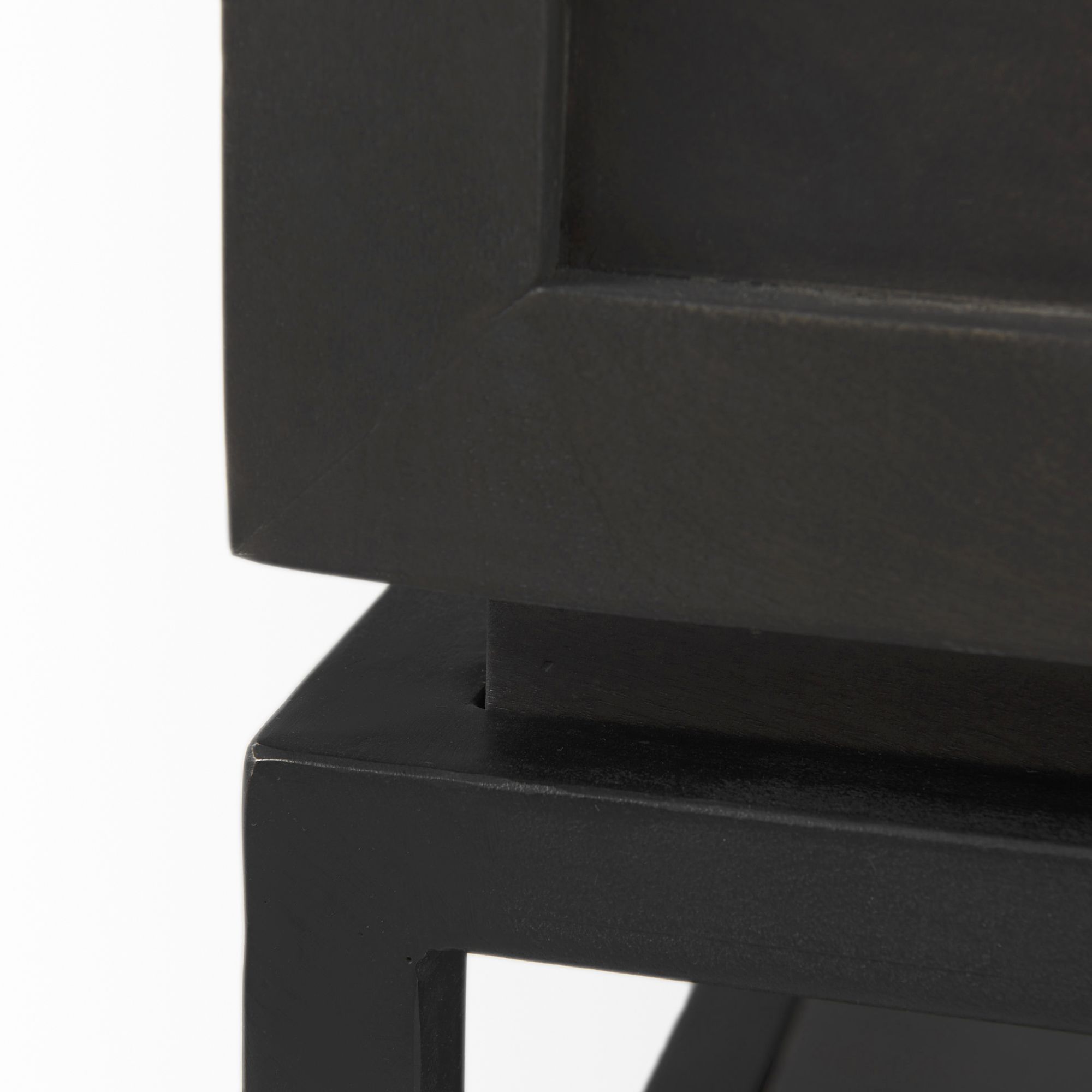 Mercana - Divina Black-Brown Wood with White Marble Top and Black Metal Base Side Table